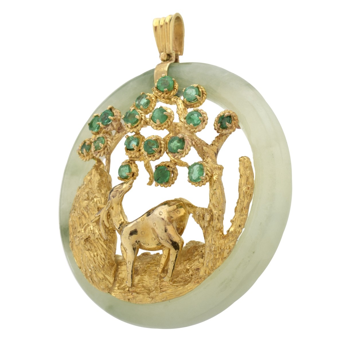 Vintage Jade, Emerald and 14K Pendant