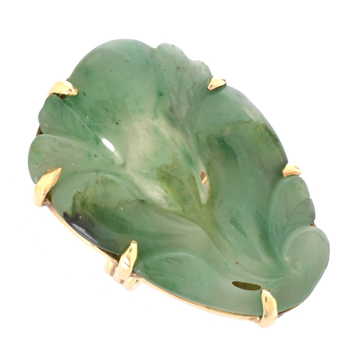 Carved Jade and 14K Ring