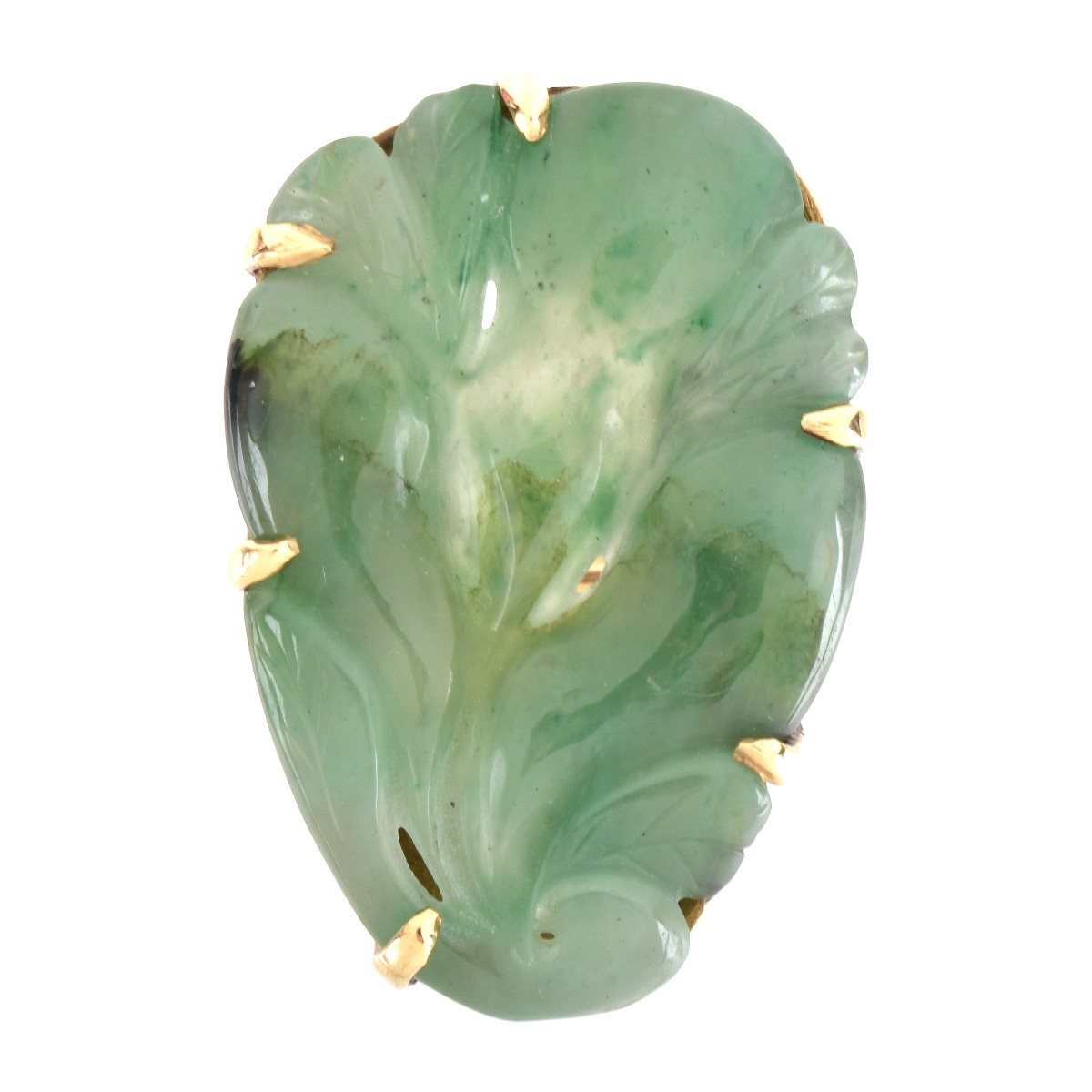 Carved Jade and 14K Ring