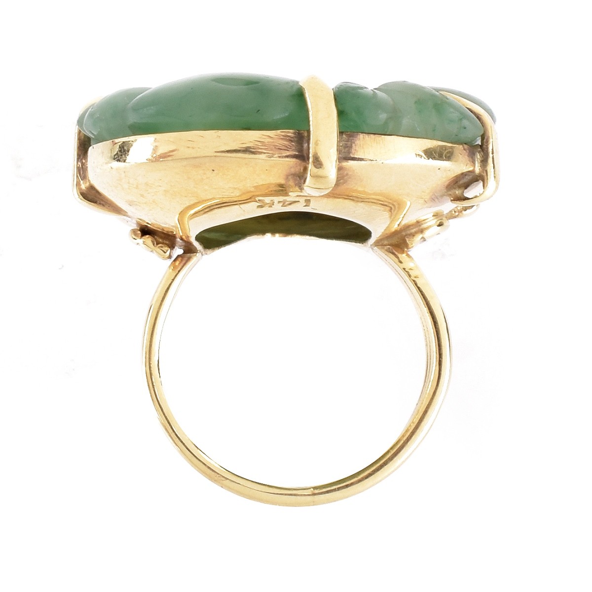 Carved Jade and 14K Ring