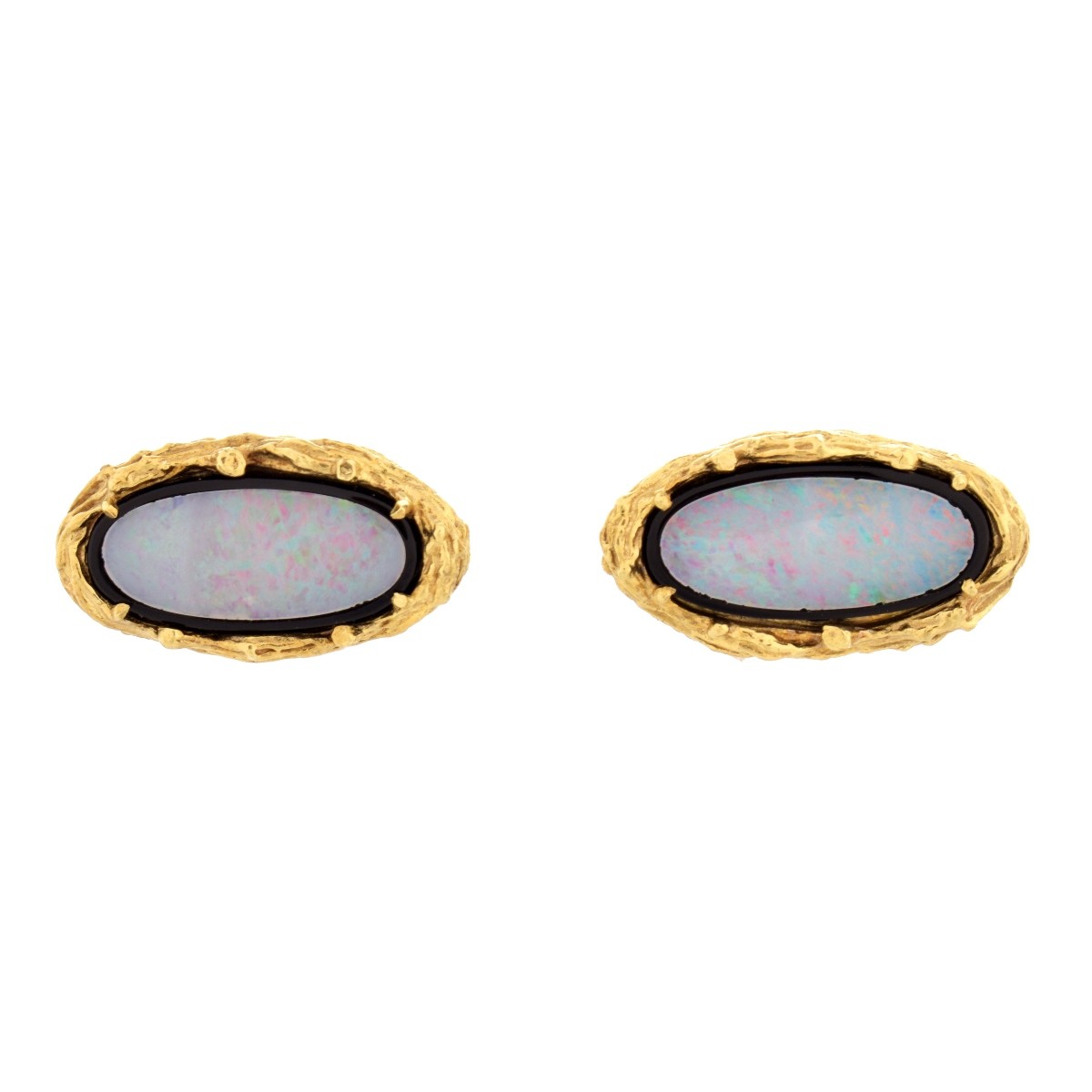 Vintage Opal, Onyx and 14K Cufflinks