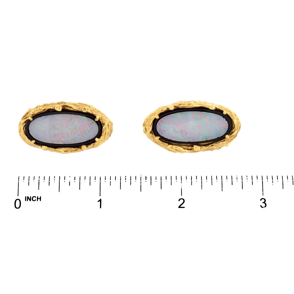 Vintage Opal, Onyx and 14K Cufflinks