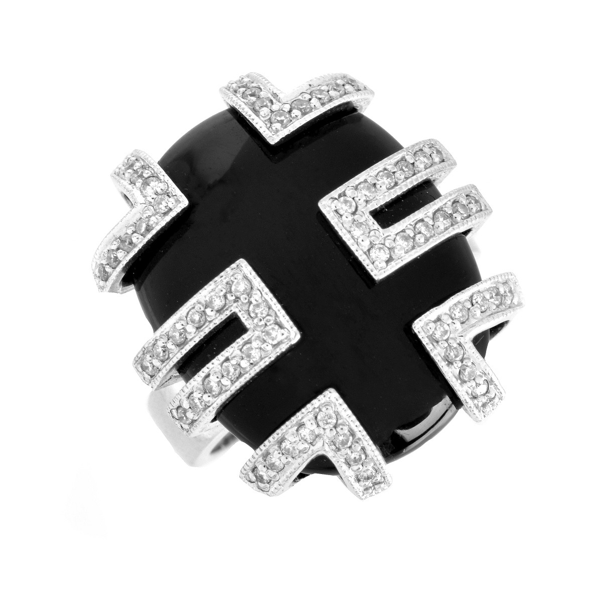 Diamond, Onyx and 14K Ring