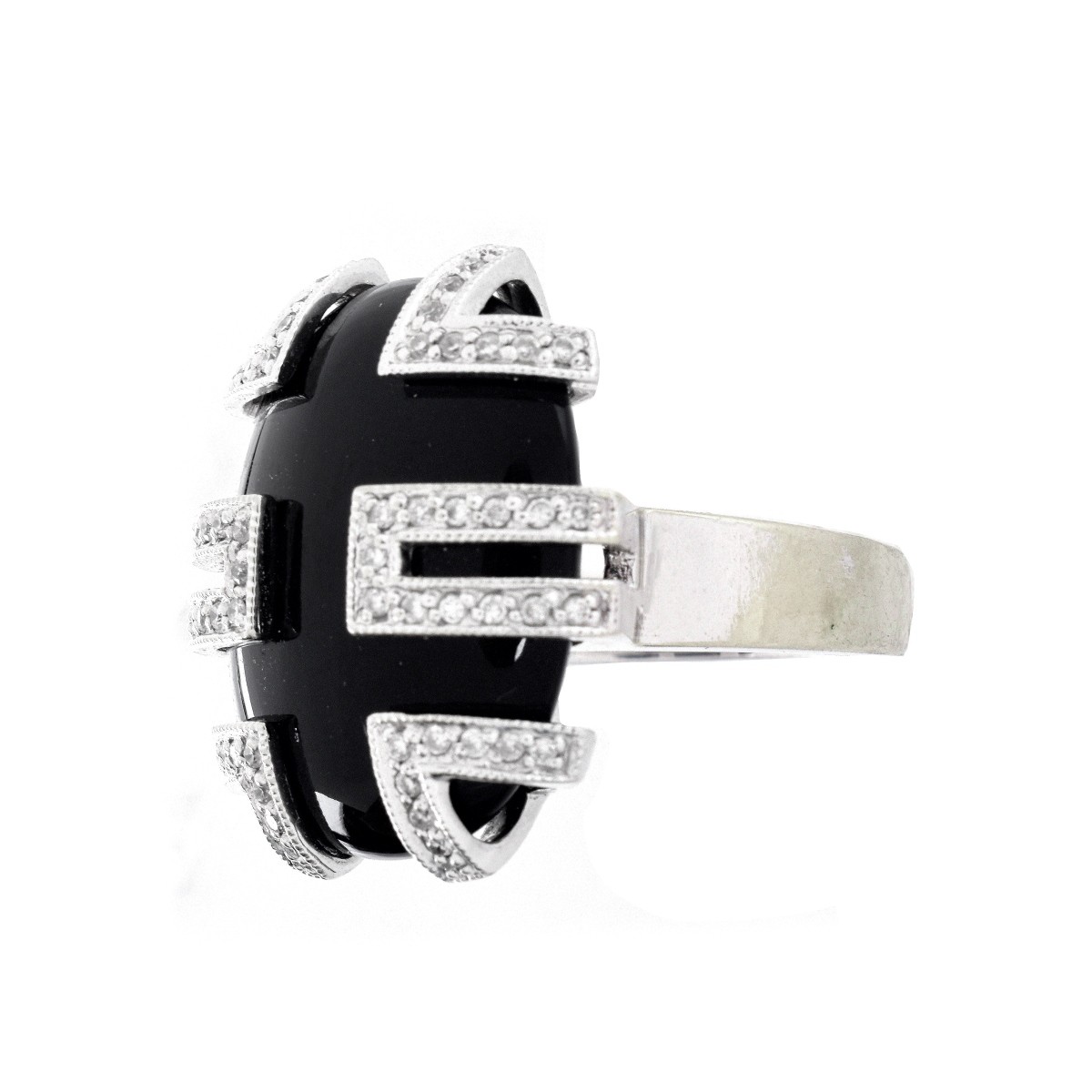 Diamond, Onyx and 14K Ring