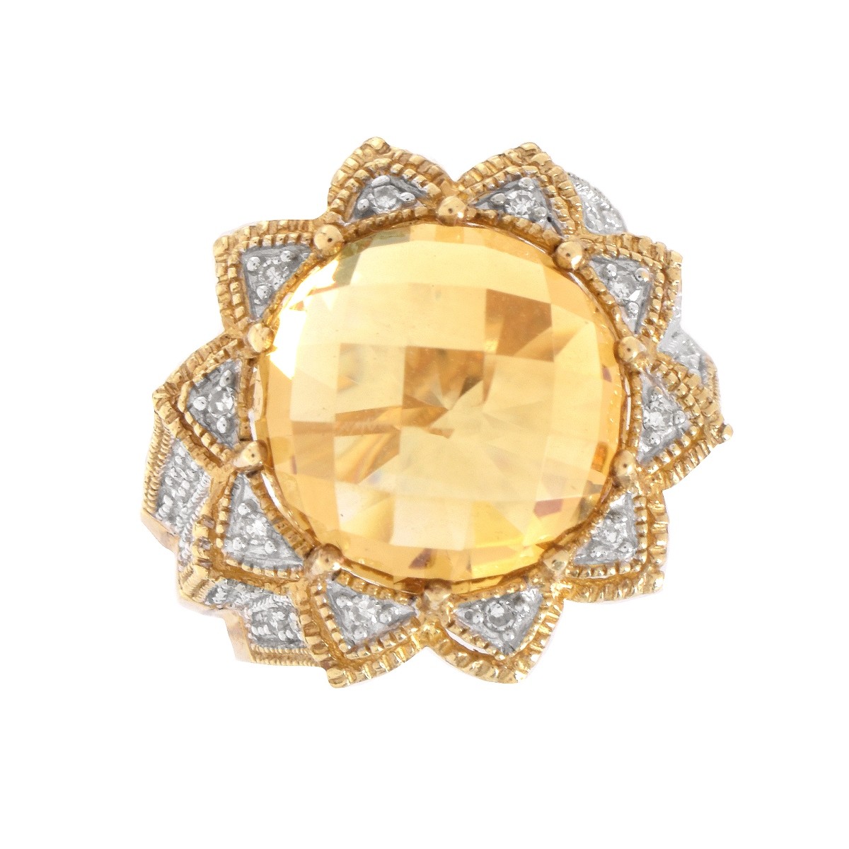 Citrine, Diamond and 10K Ring