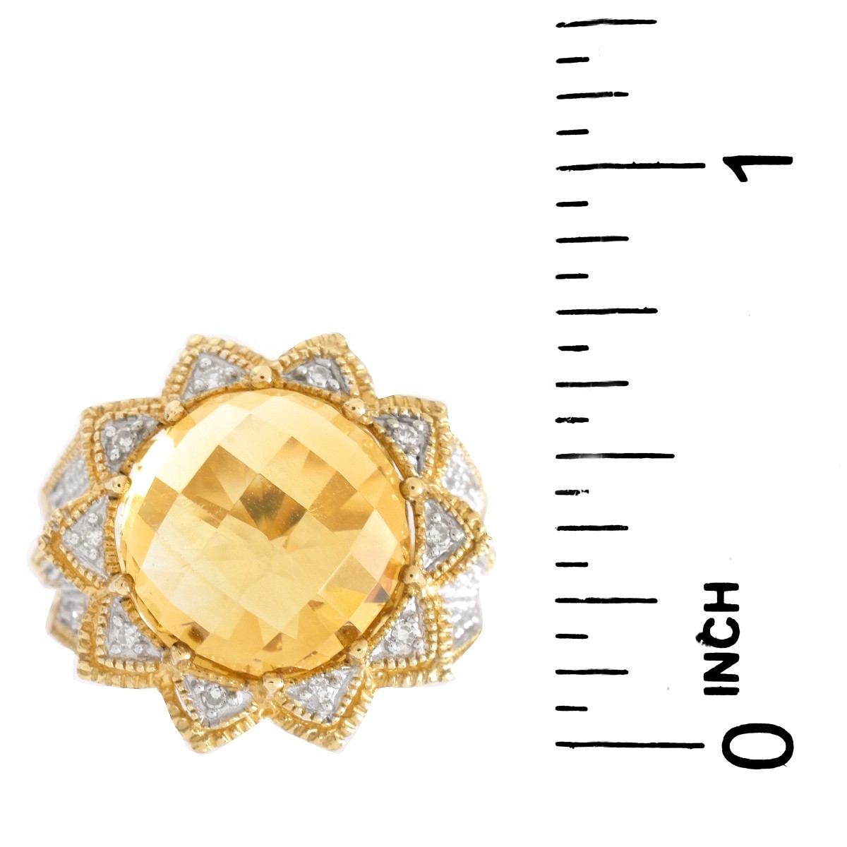 Citrine, Diamond and 10K Ring