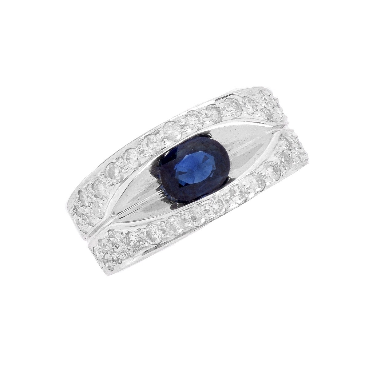 Sapphire, Diamond and 18K Ring