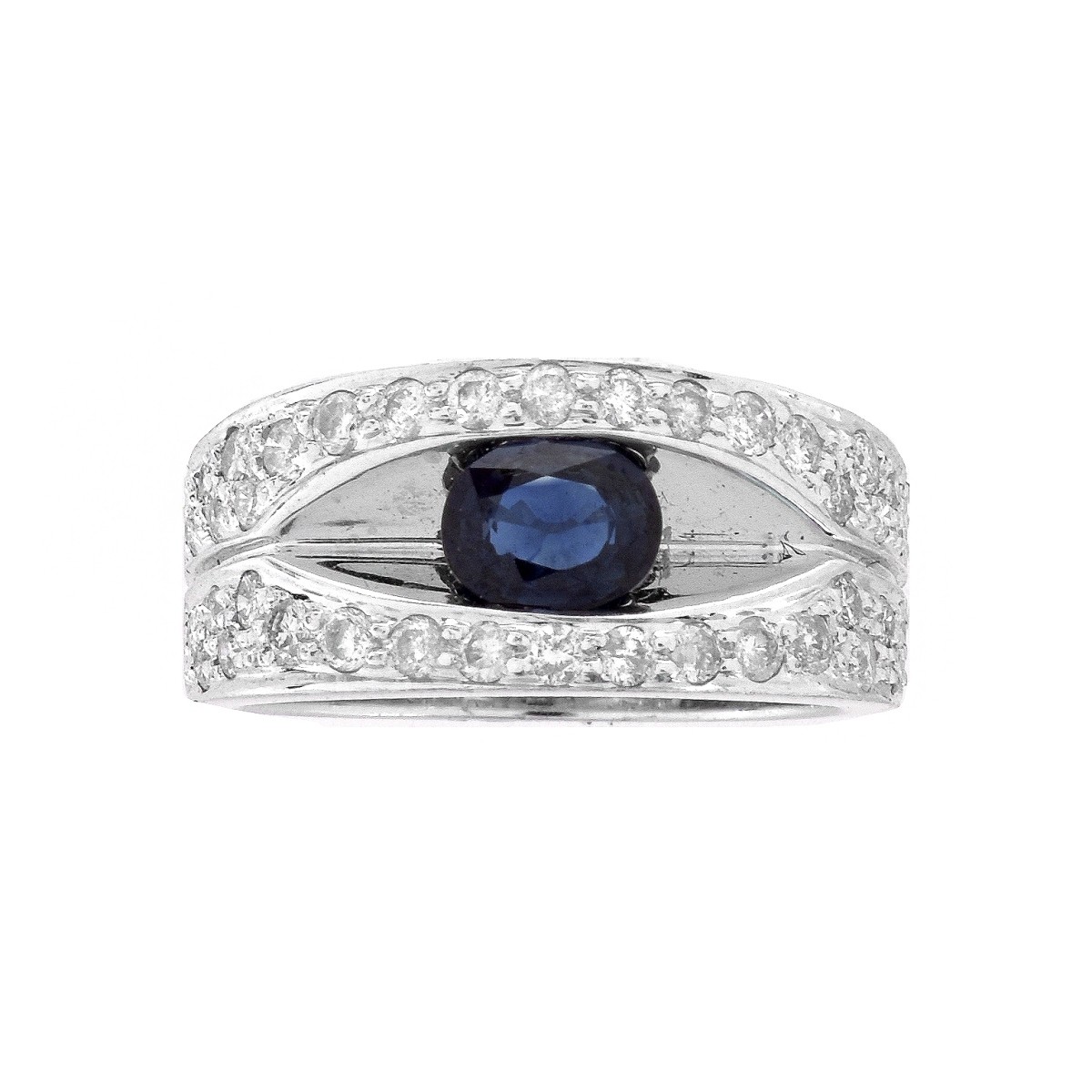 Sapphire, Diamond and 18K Ring