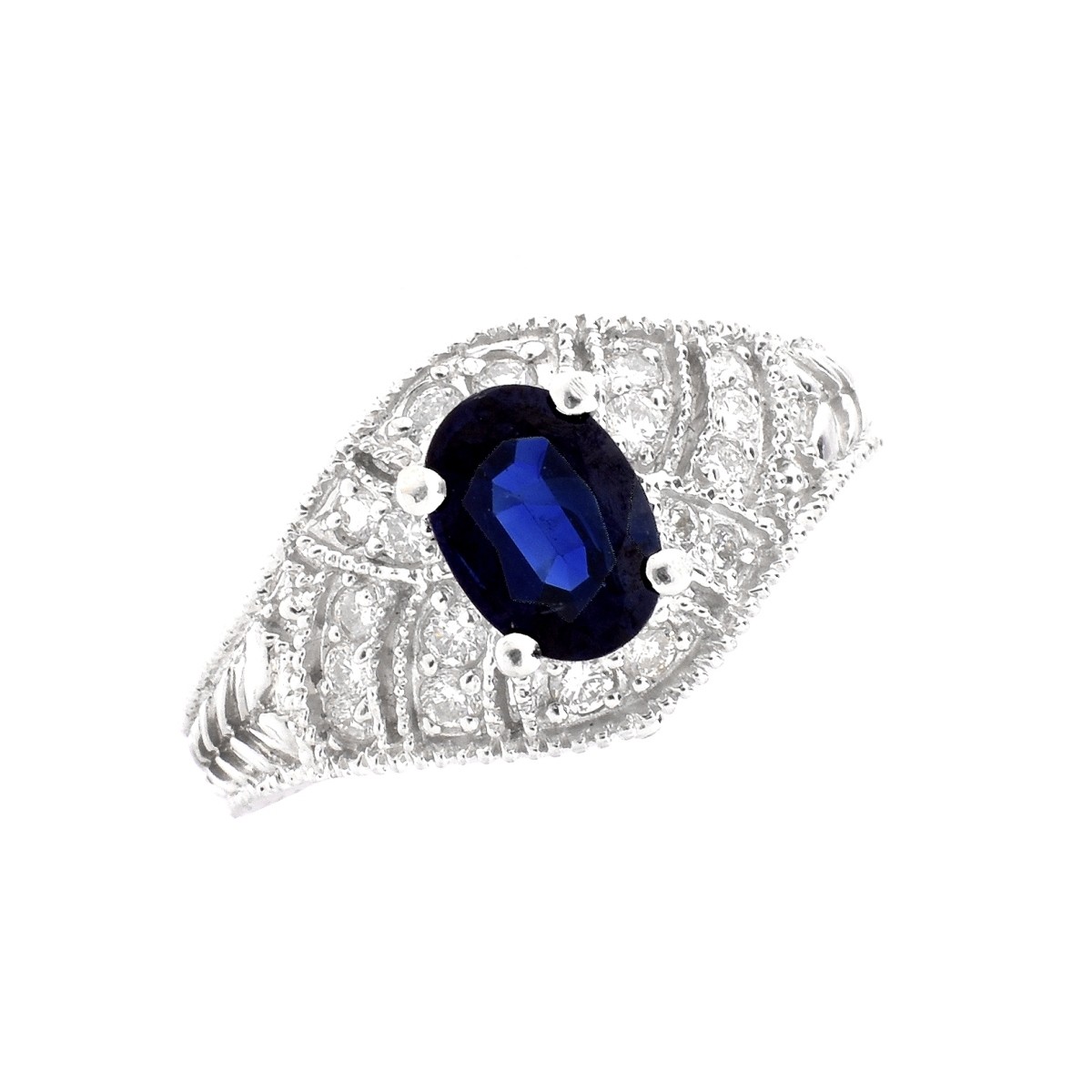 Sapphire, Diamond and 14K Ring