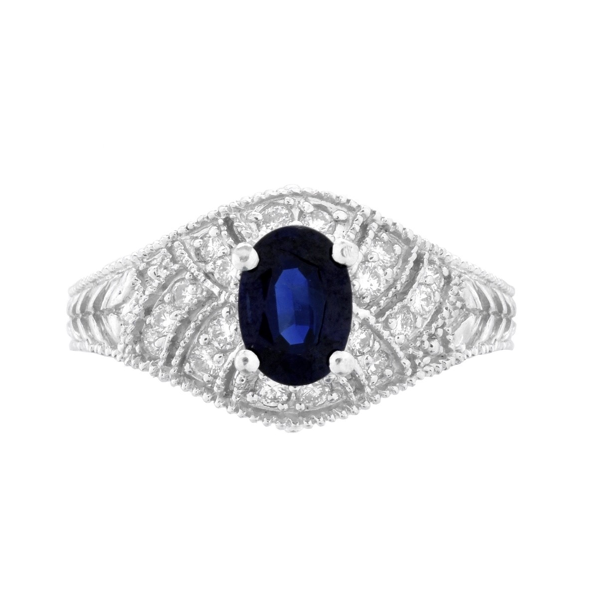 Sapphire, Diamond and 14K Ring