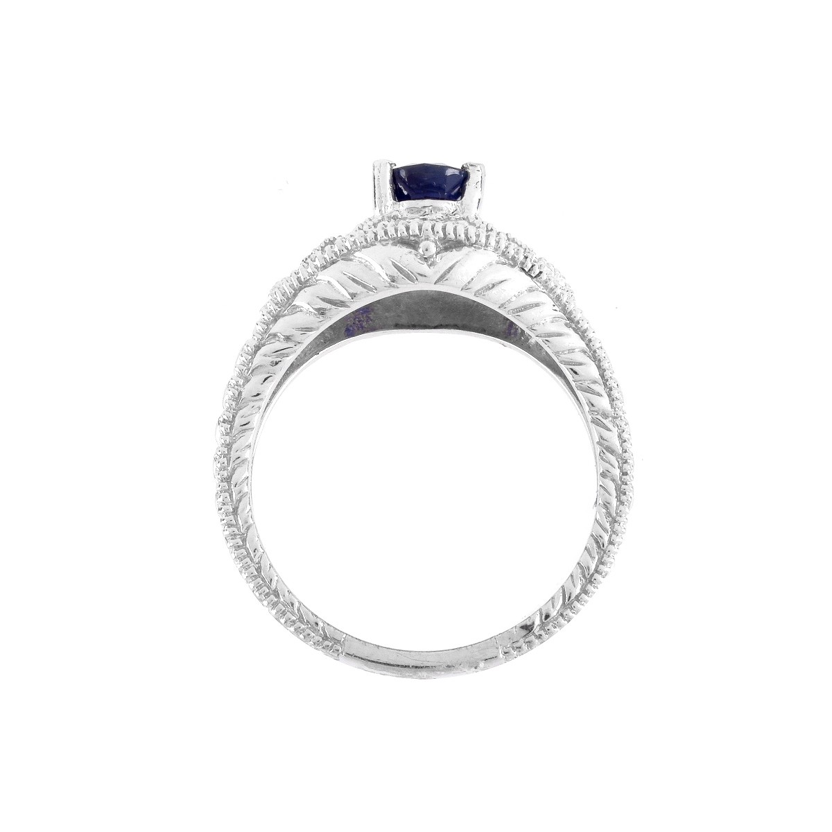 Sapphire, Diamond and 14K Ring