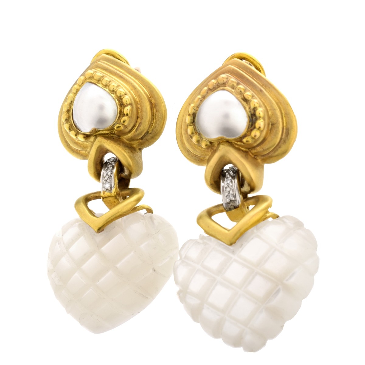 Vintage MOP, Pearl, Diamond and 14K Earrings