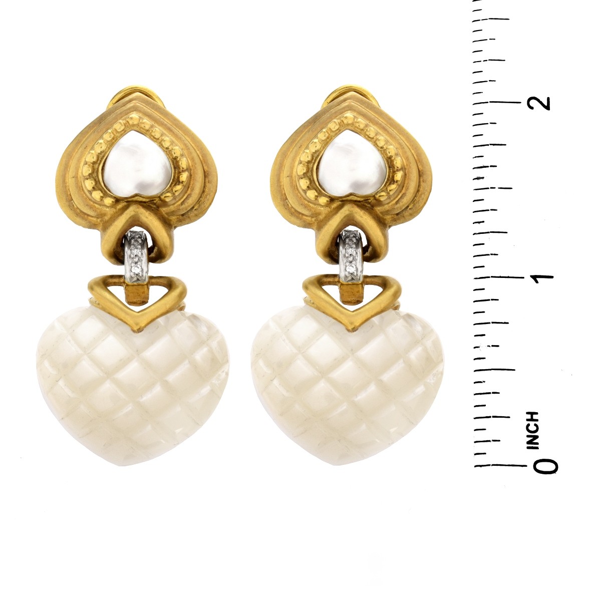 Vintage MOP, Pearl, Diamond and 14K Earrings