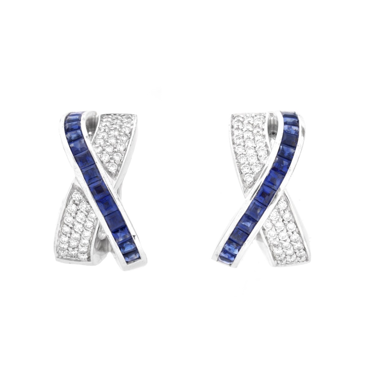 Diamond, Sapphire and 18K Earrings.