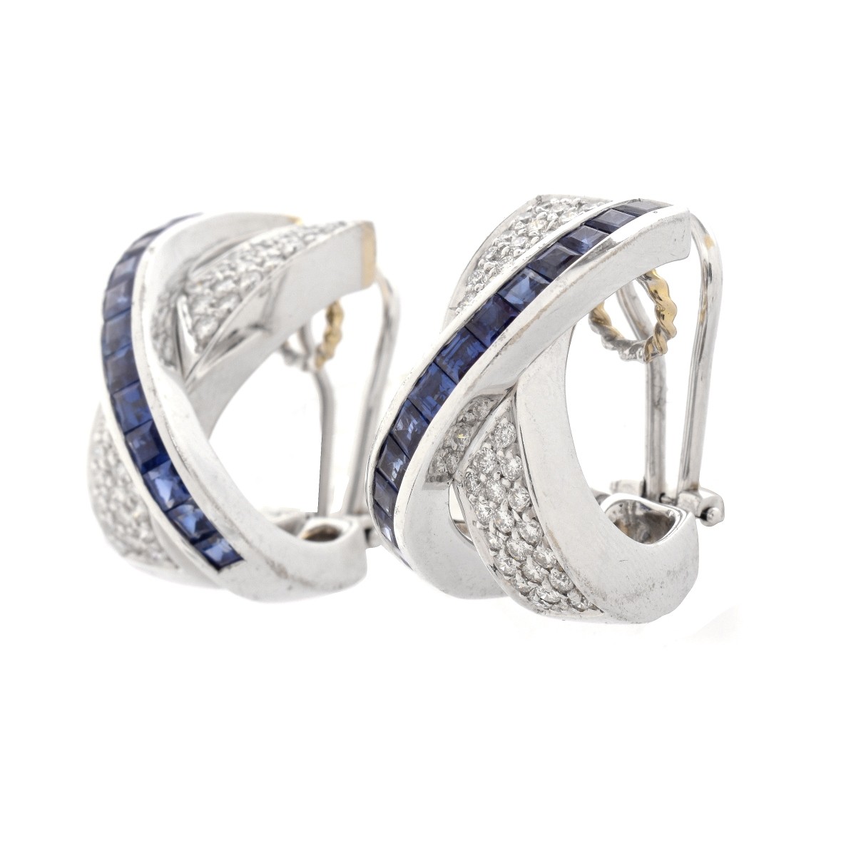 Diamond, Sapphire and 18K Earrings.