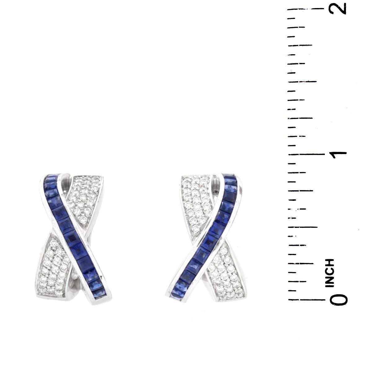 Diamond, Sapphire and 18K Earrings.