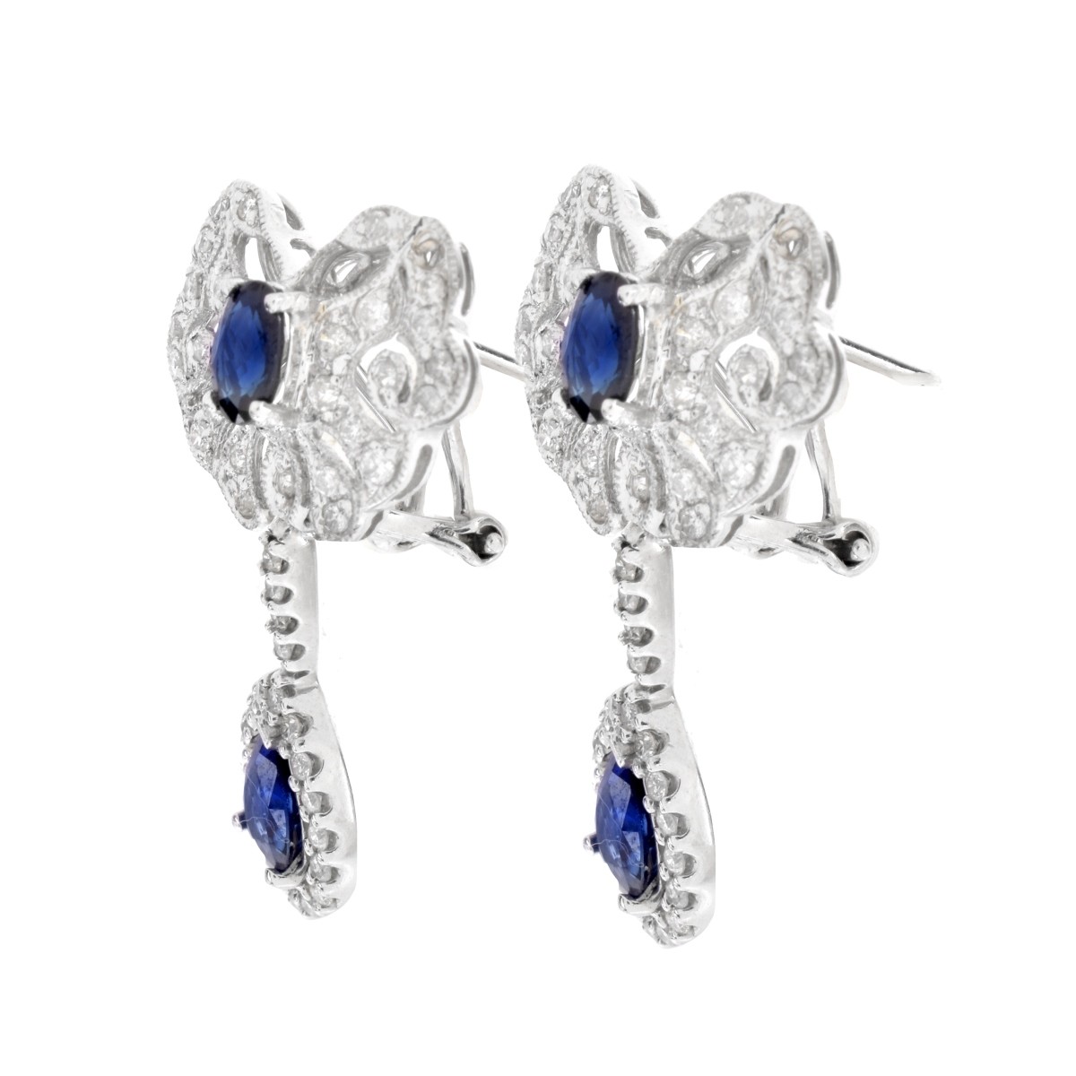 Sapphire, Diamond and 14K Gold Earrings