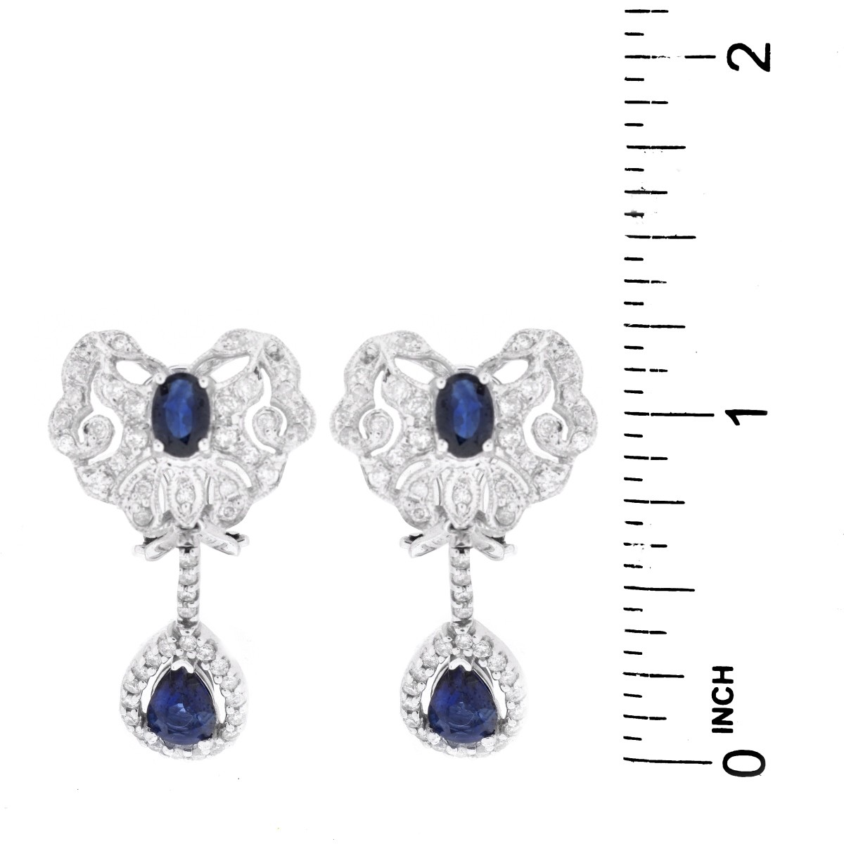 Sapphire, Diamond and 14K Gold Earrings