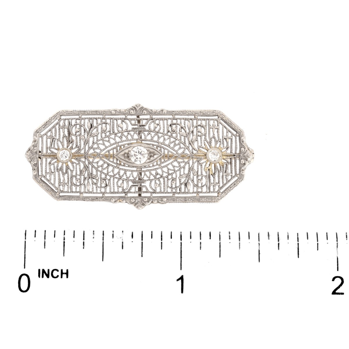 Antique Diamond and 14K Bar Brooch/Pendant