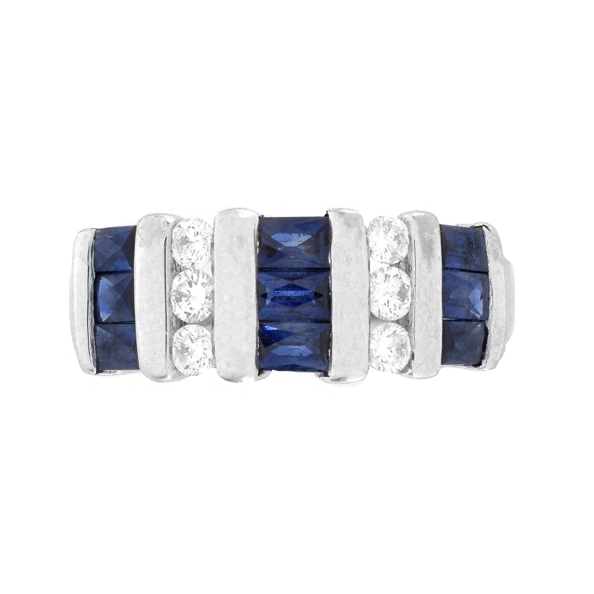 Sapphire, Diamond and 14K Ring