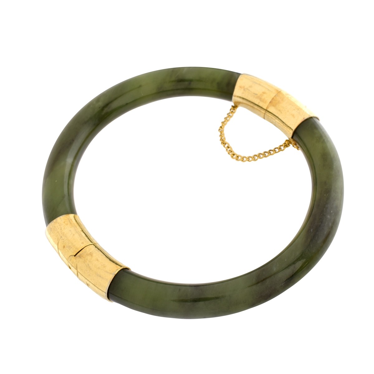 Jade and 14K Bangle Bracelet