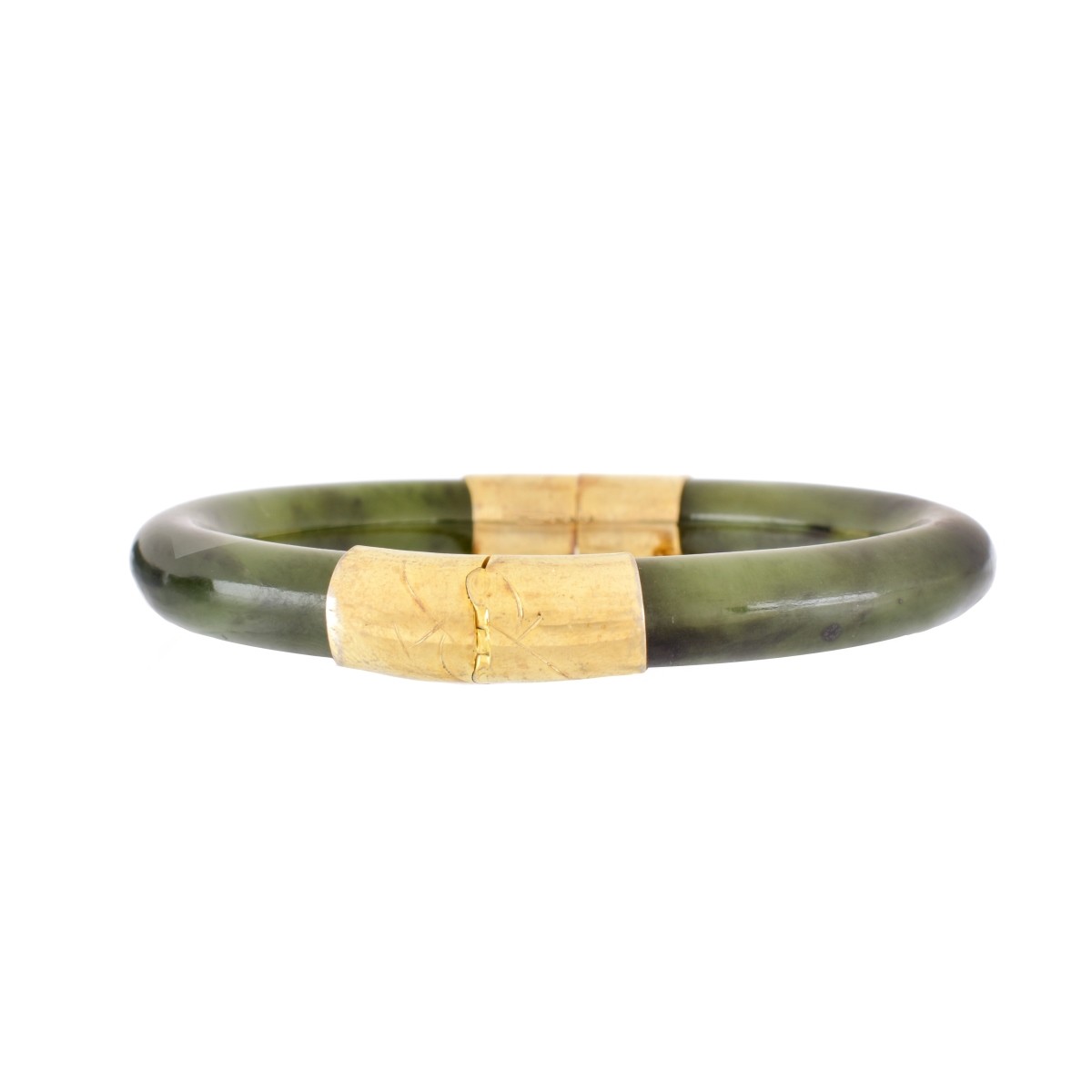 Jade and 14K Bangle Bracelet