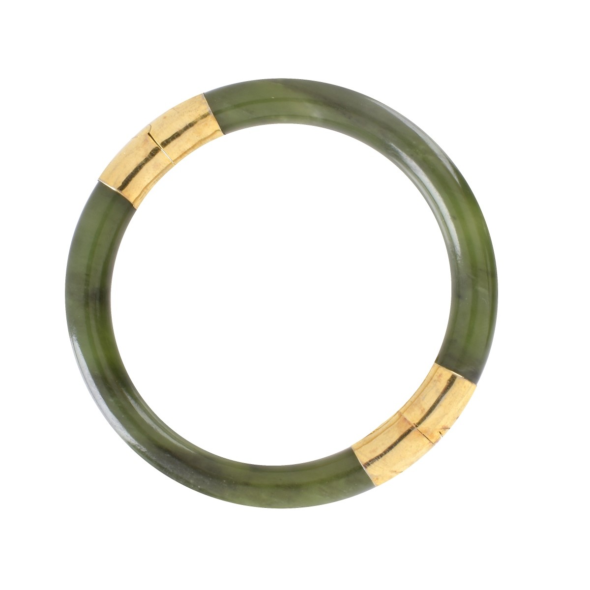 Jade and 14K Bangle Bracelet