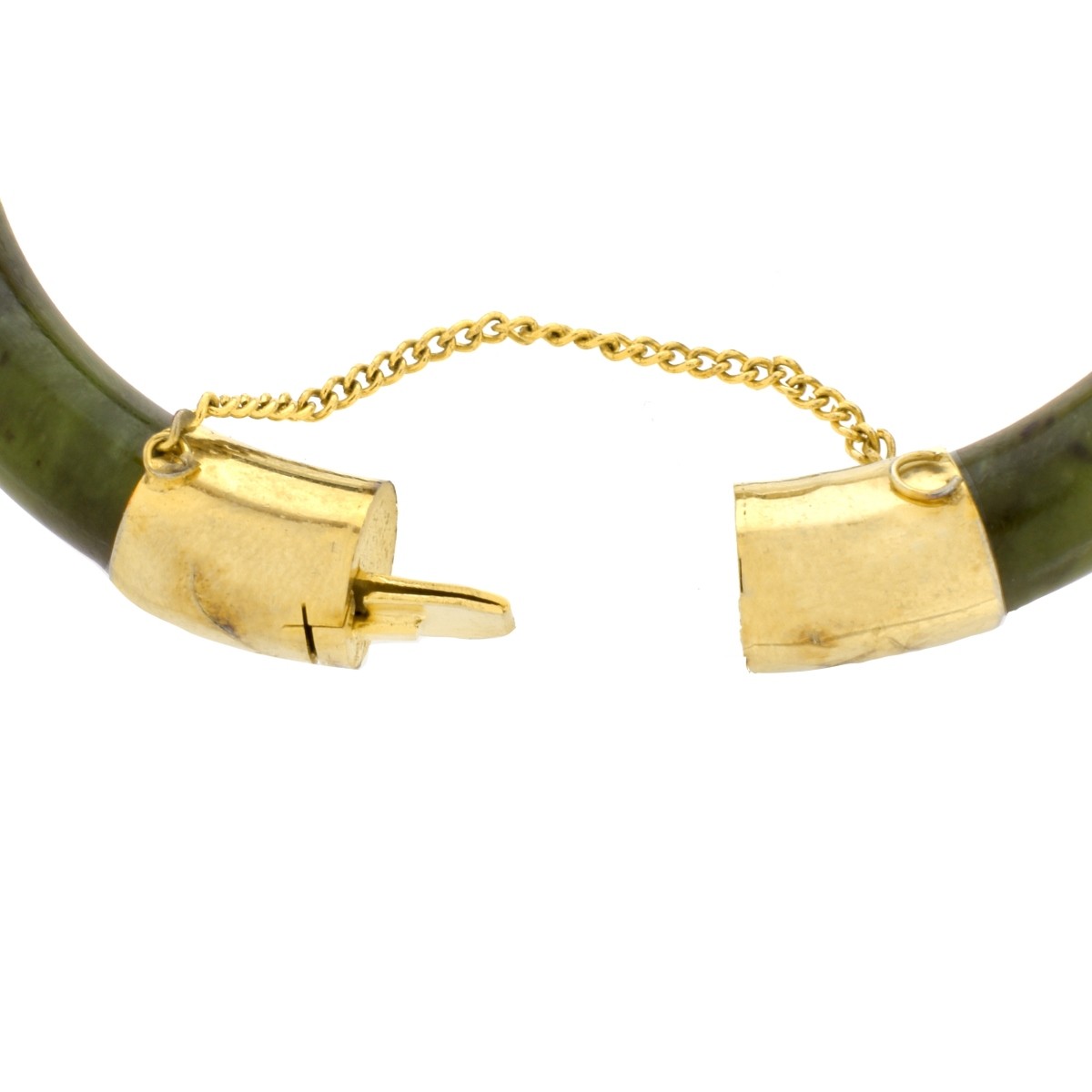 Jade and 14K Bangle Bracelet