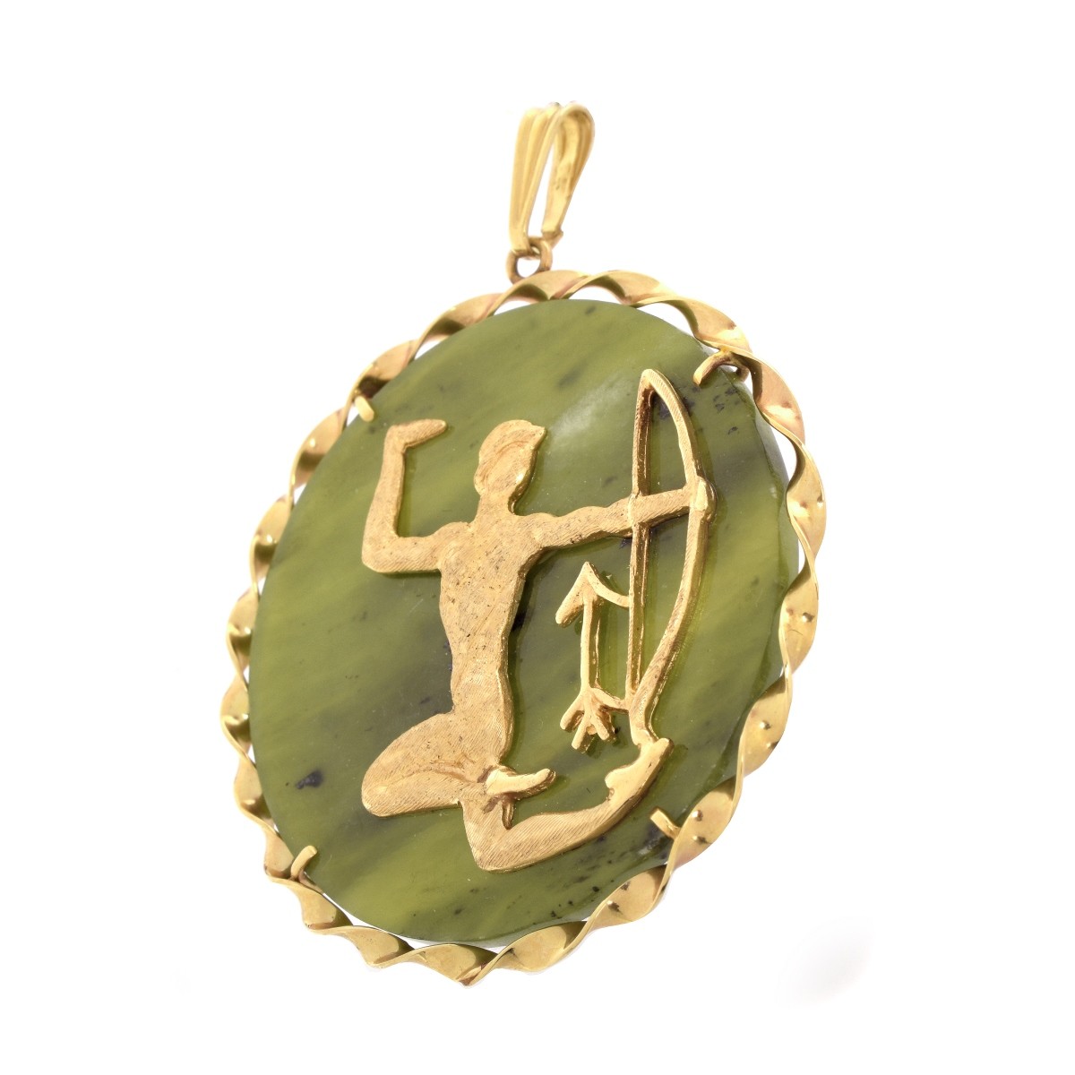 Jade and 14K Sagittarius Pendant