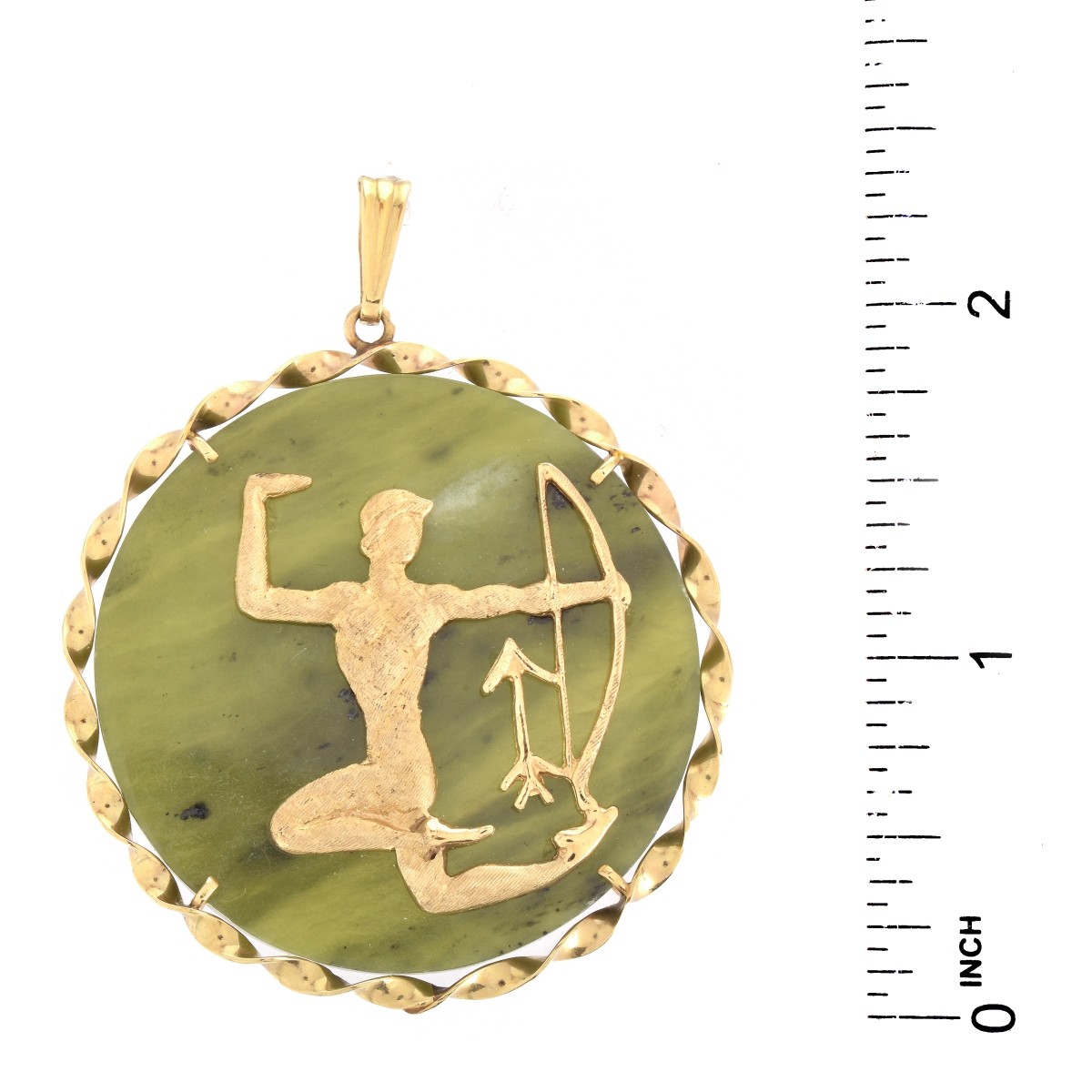 Jade and 14K Sagittarius Pendant