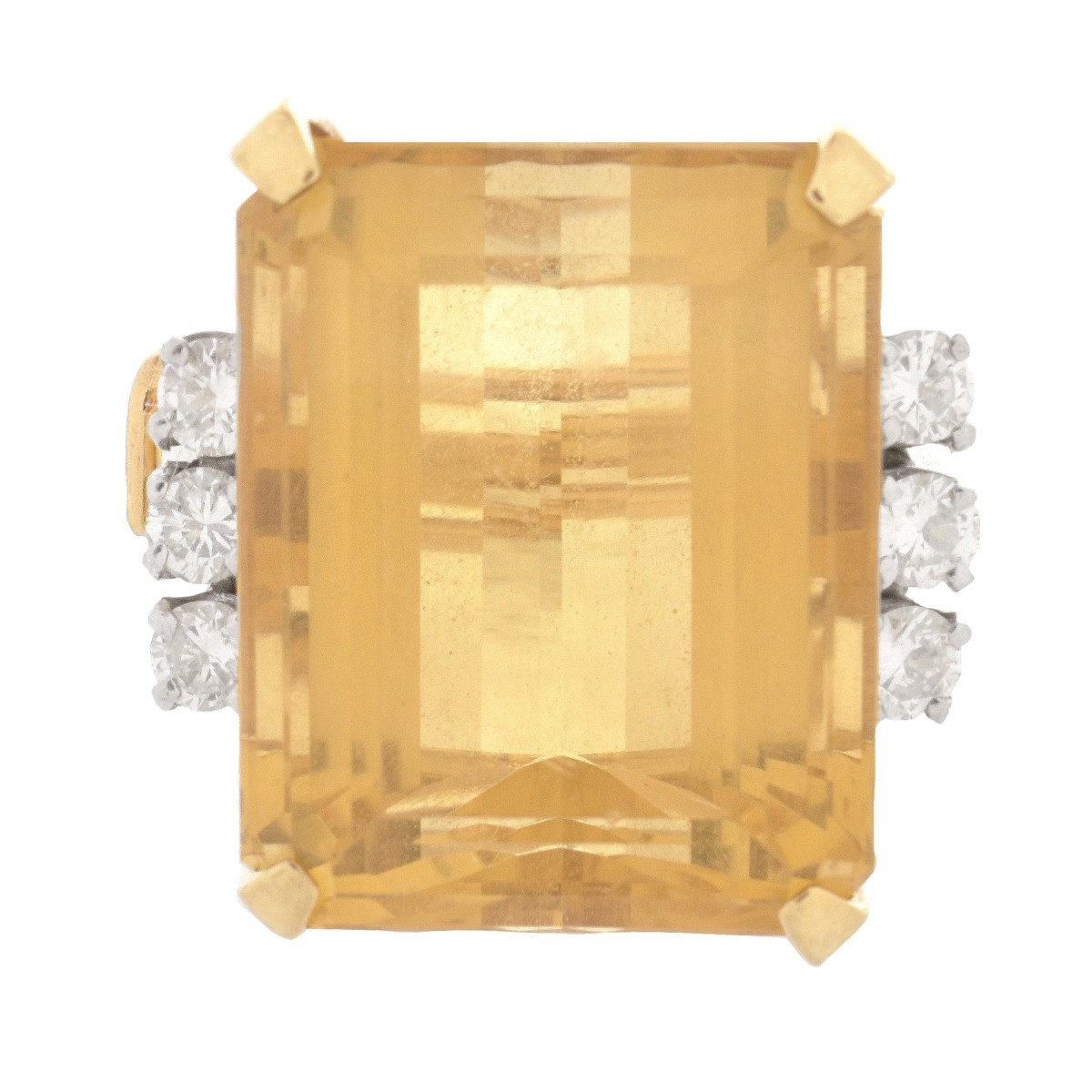 Vintage Citrine, Diamond and 14K Ring