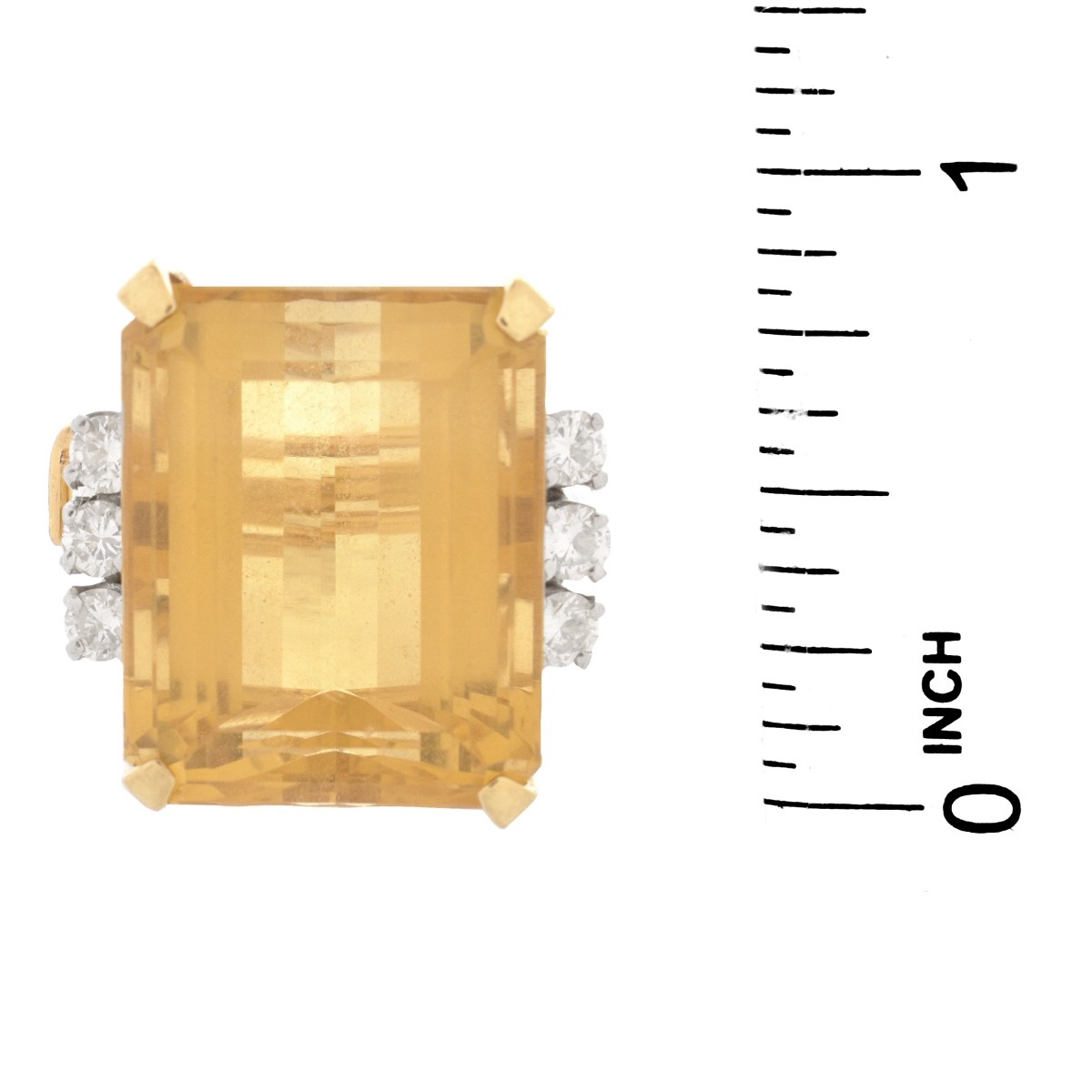 Vintage Citrine, Diamond and 14K Ring