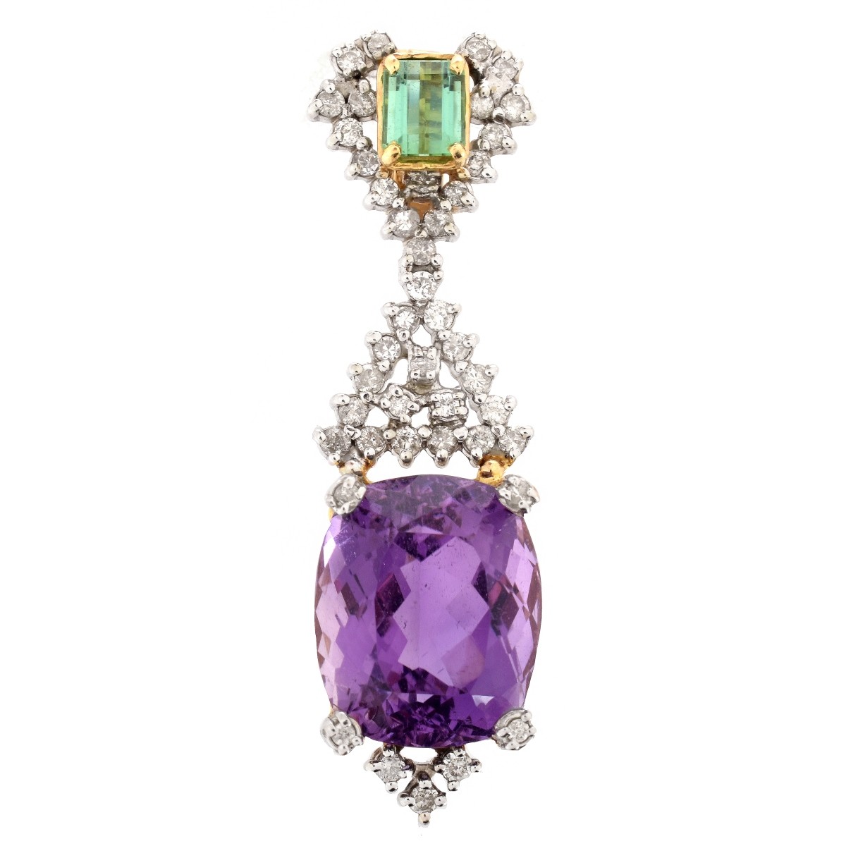 Vintage Diamond, Amethyst and Tourmaline Pendant