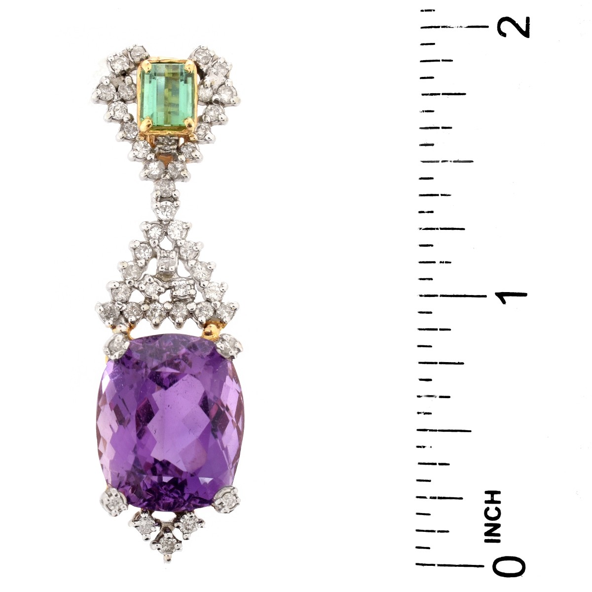 Vintage Diamond, Amethyst and Tourmaline Pendant