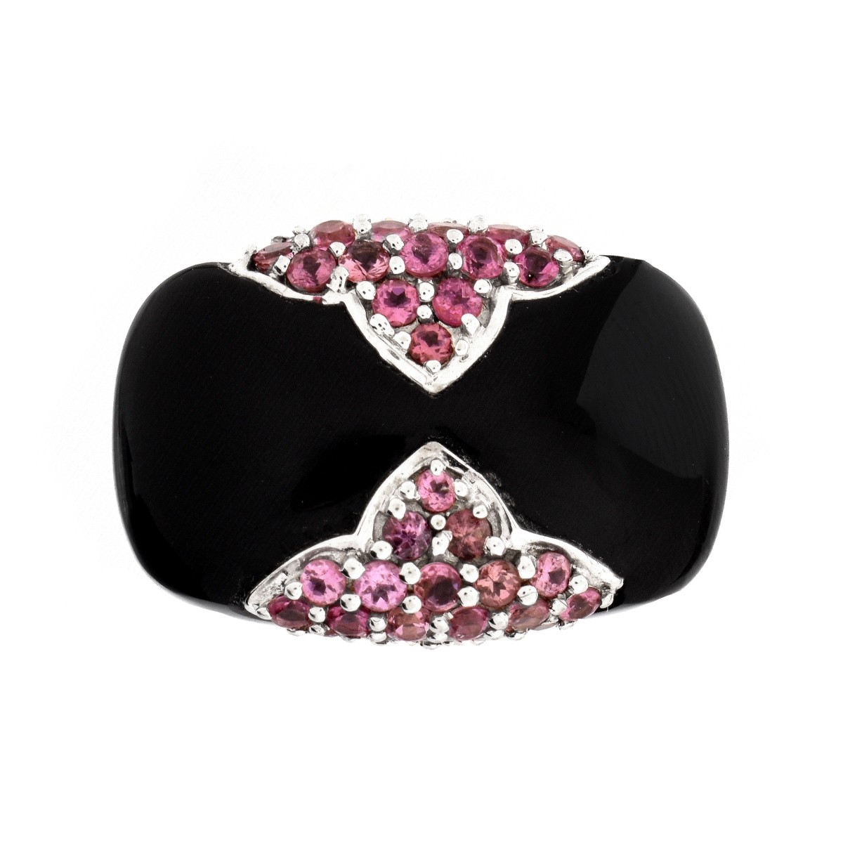 Pink Sapphire, Onyx and 14K Ring