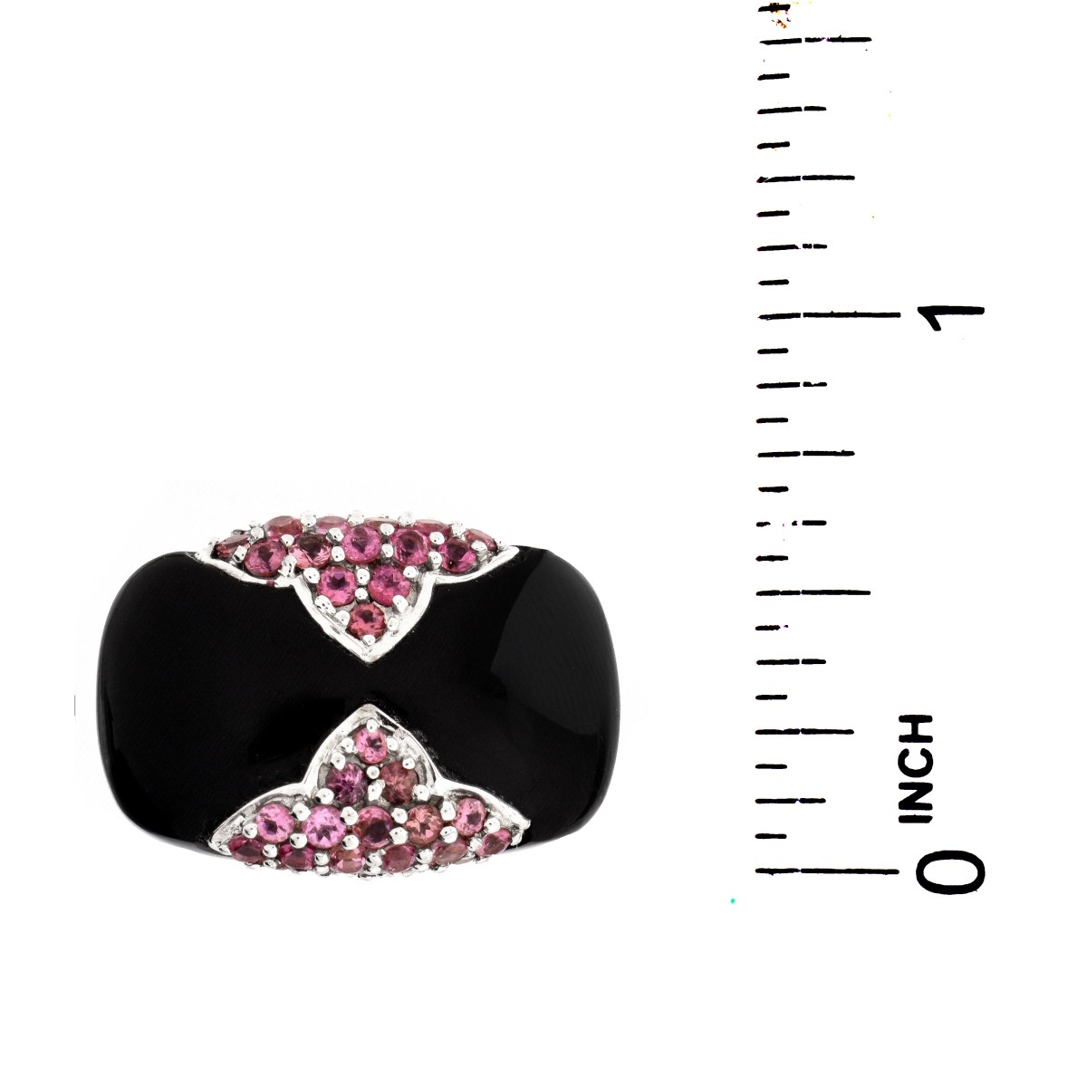 Pink Sapphire, Onyx and 14K Ring