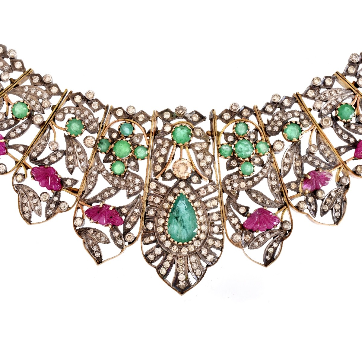 Mughal style Diamond, Emerald and Ruby Necklace