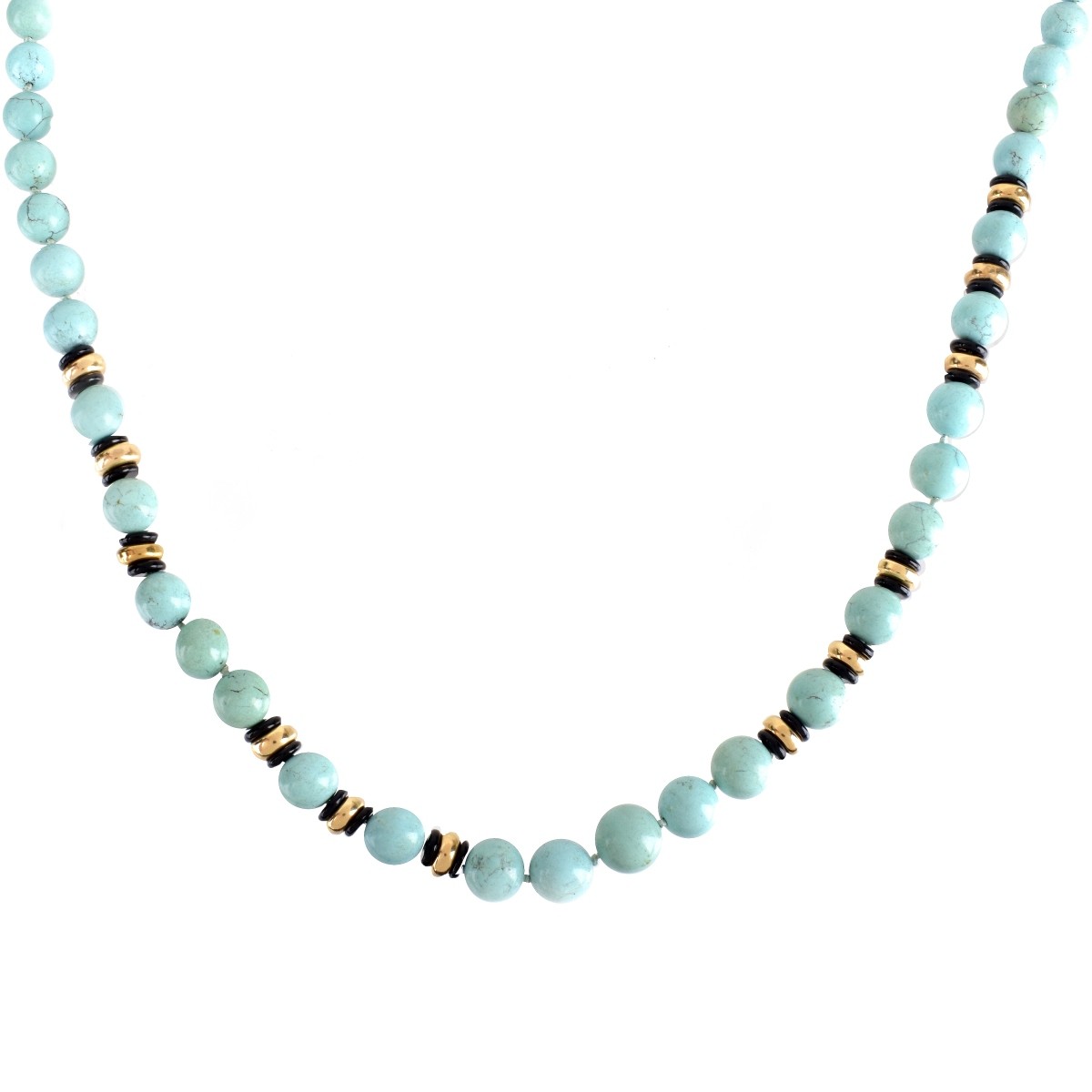 Vintage Turquoise and Black Onyx Necklace