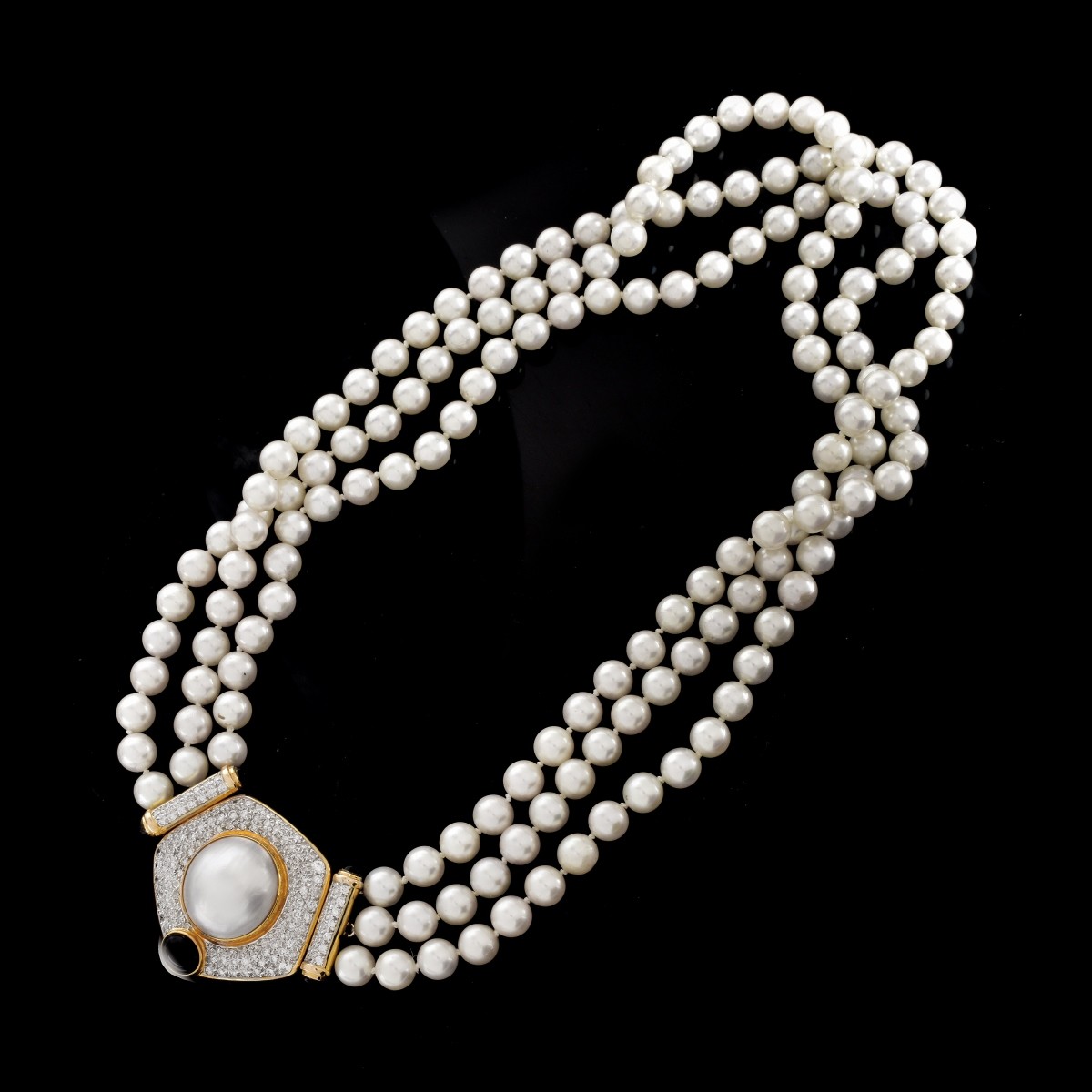 Vintage Diamond, 14K and Pearl Necklace