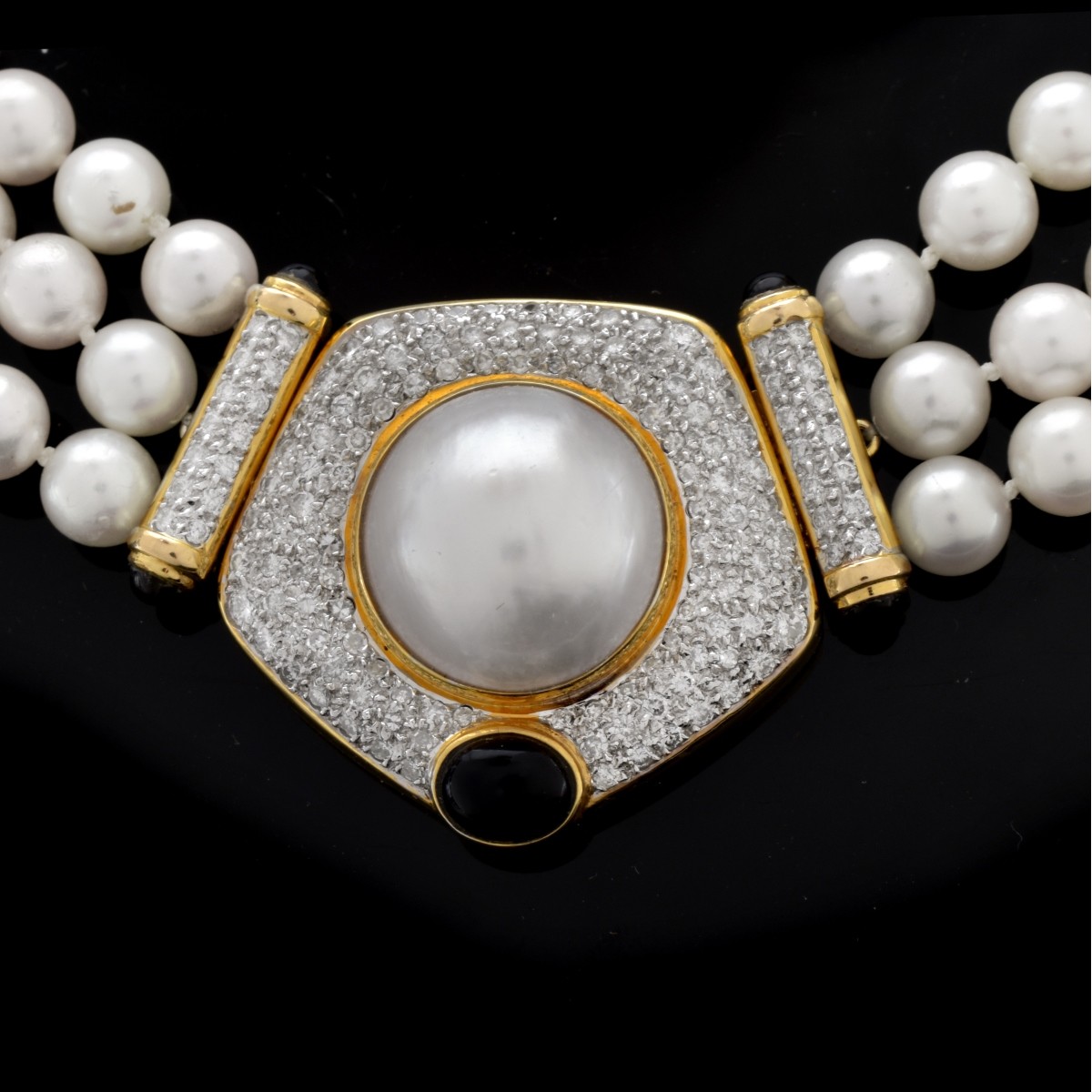 Vintage Diamond, 14K and Pearl Necklace