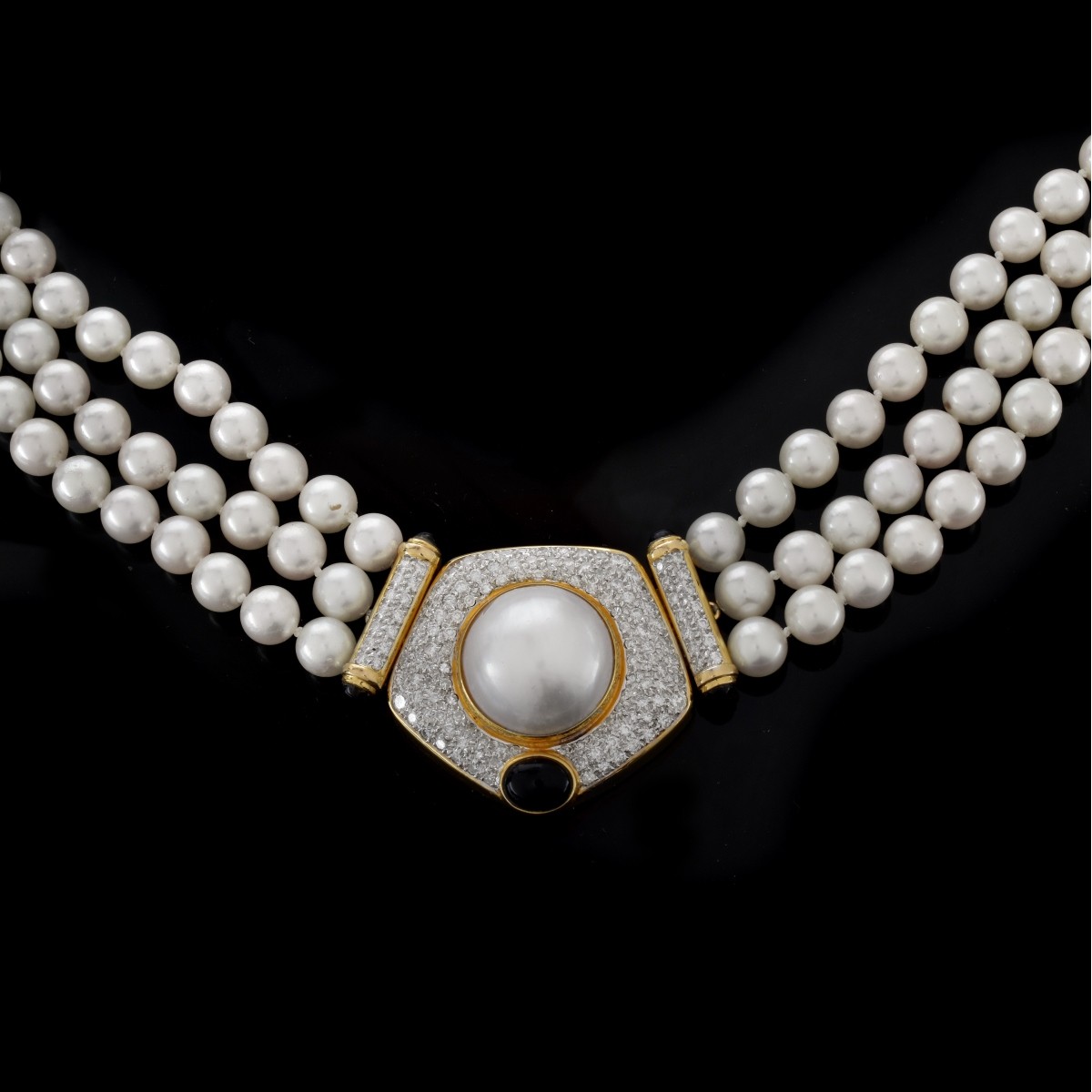 Vintage Diamond, 14K and Pearl Necklace