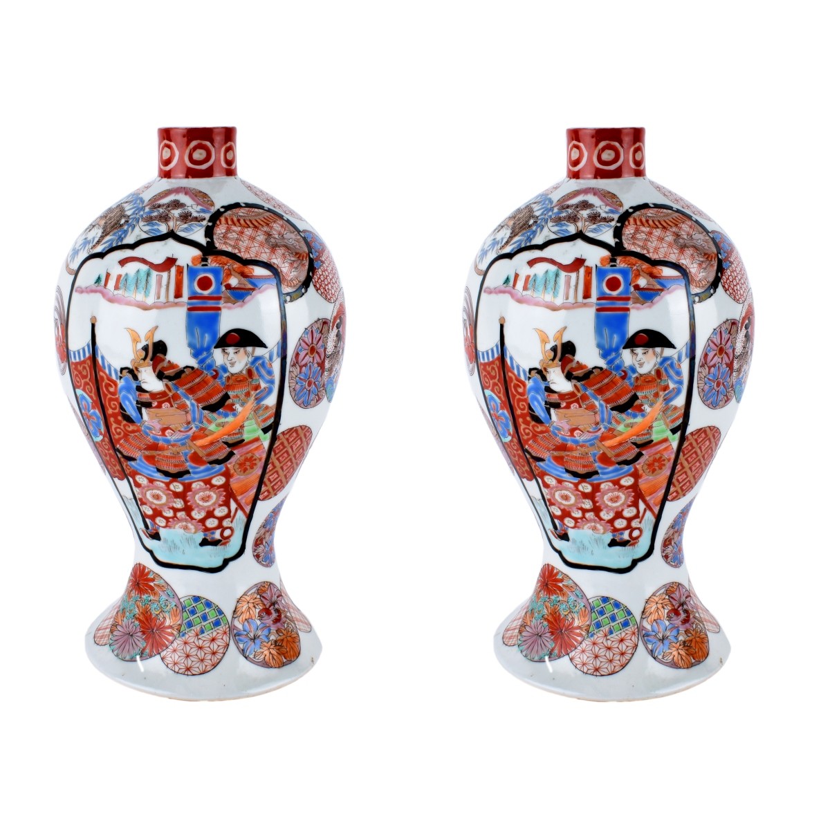 Pair Japanese Meiji Imari Porcelain Vases