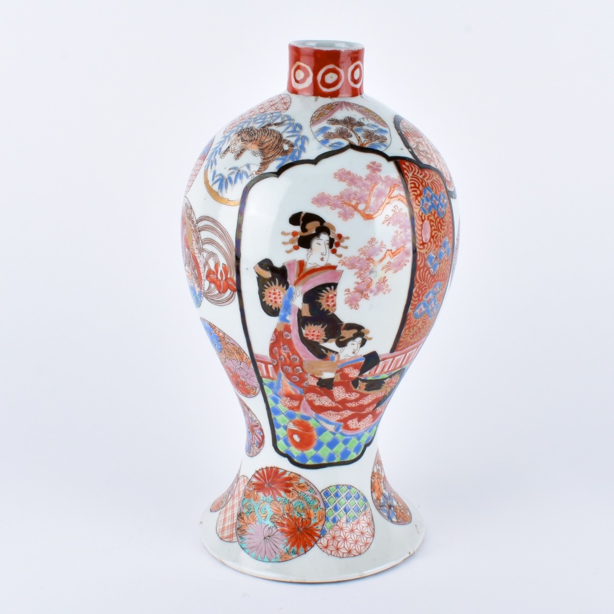 Pair Japanese Meiji Imari Porcelain Vases