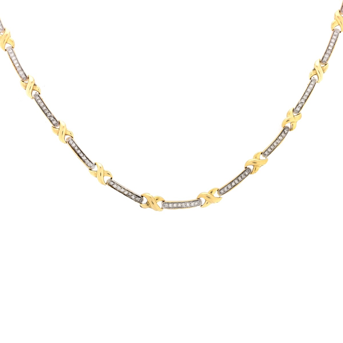 Vintage 1.45ct TW Diamond and 14K Necklace