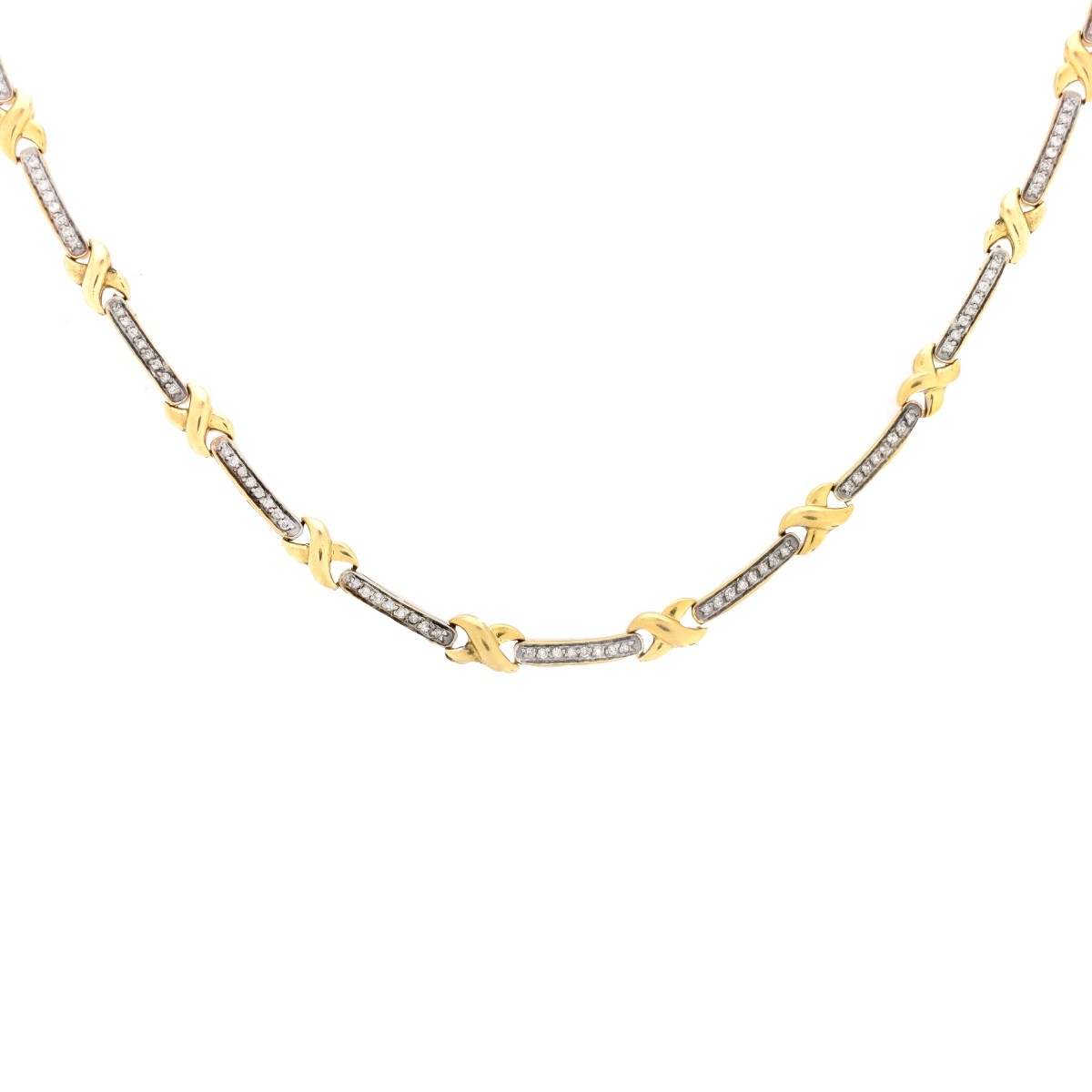 Vintage 1.45ct TW Diamond and 14K Necklace