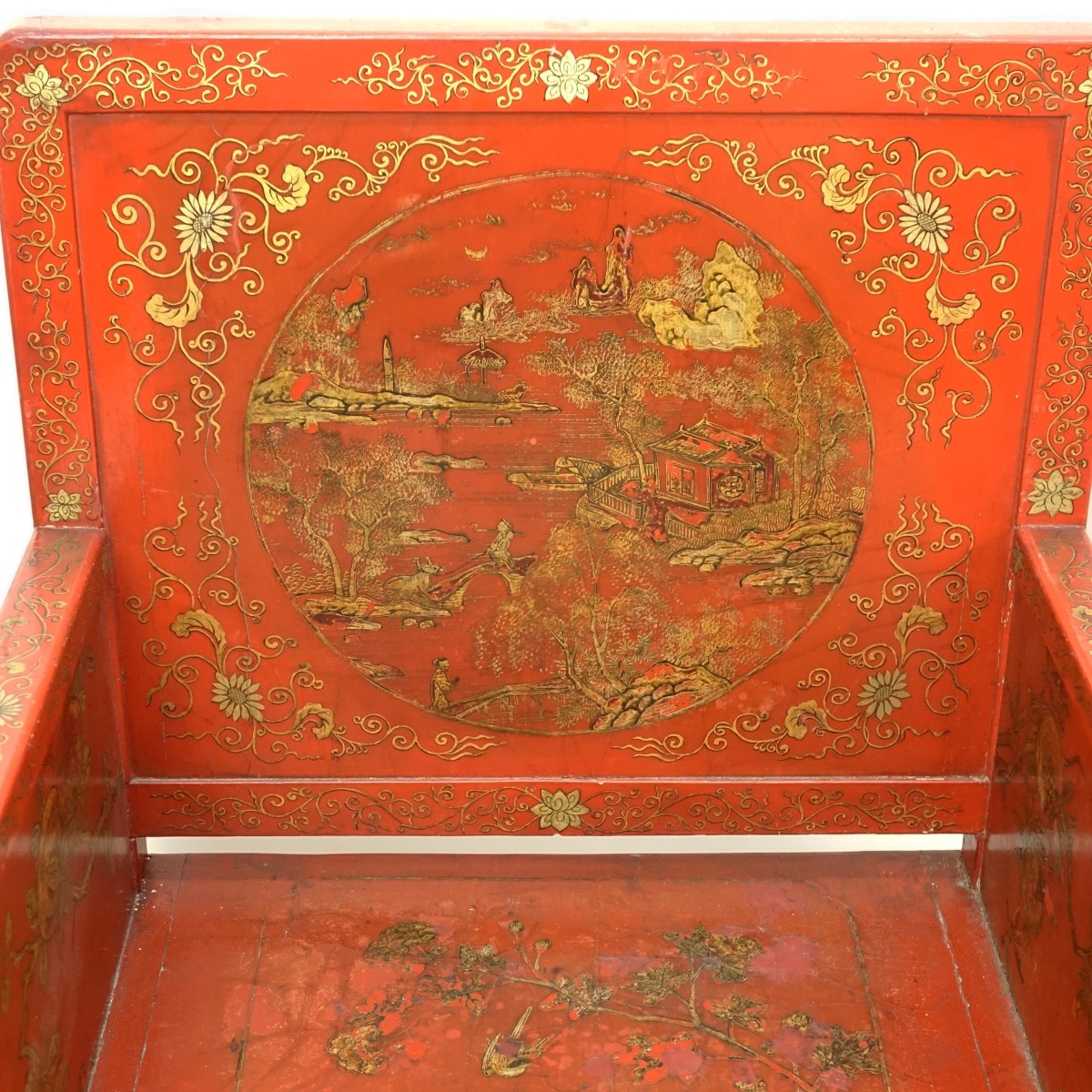 3 Pc Chinese Lacquer Seating Group