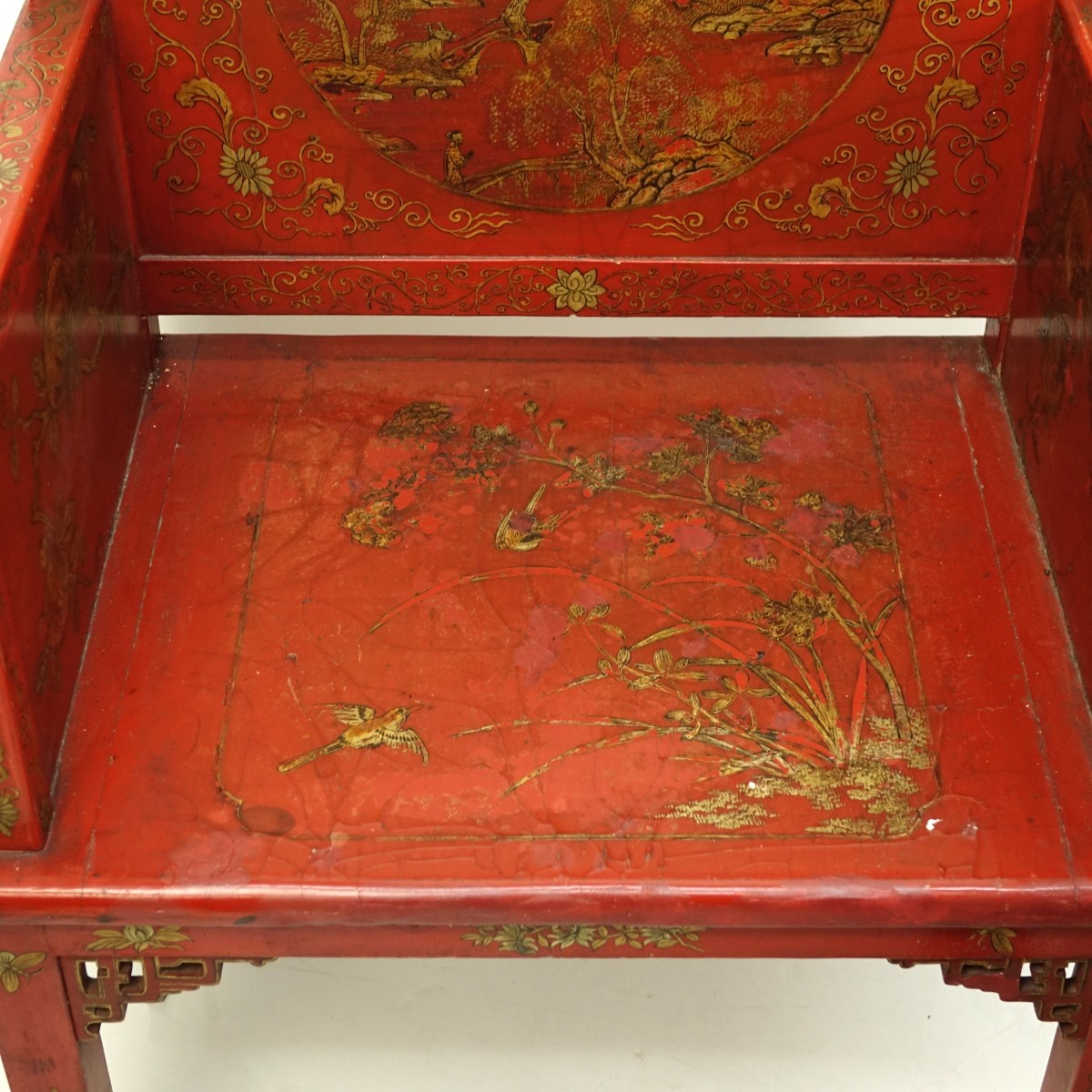 3 Pc Chinese Lacquer Seating Group