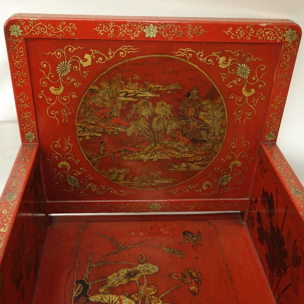 3 Pc Chinese Lacquer Seating Group