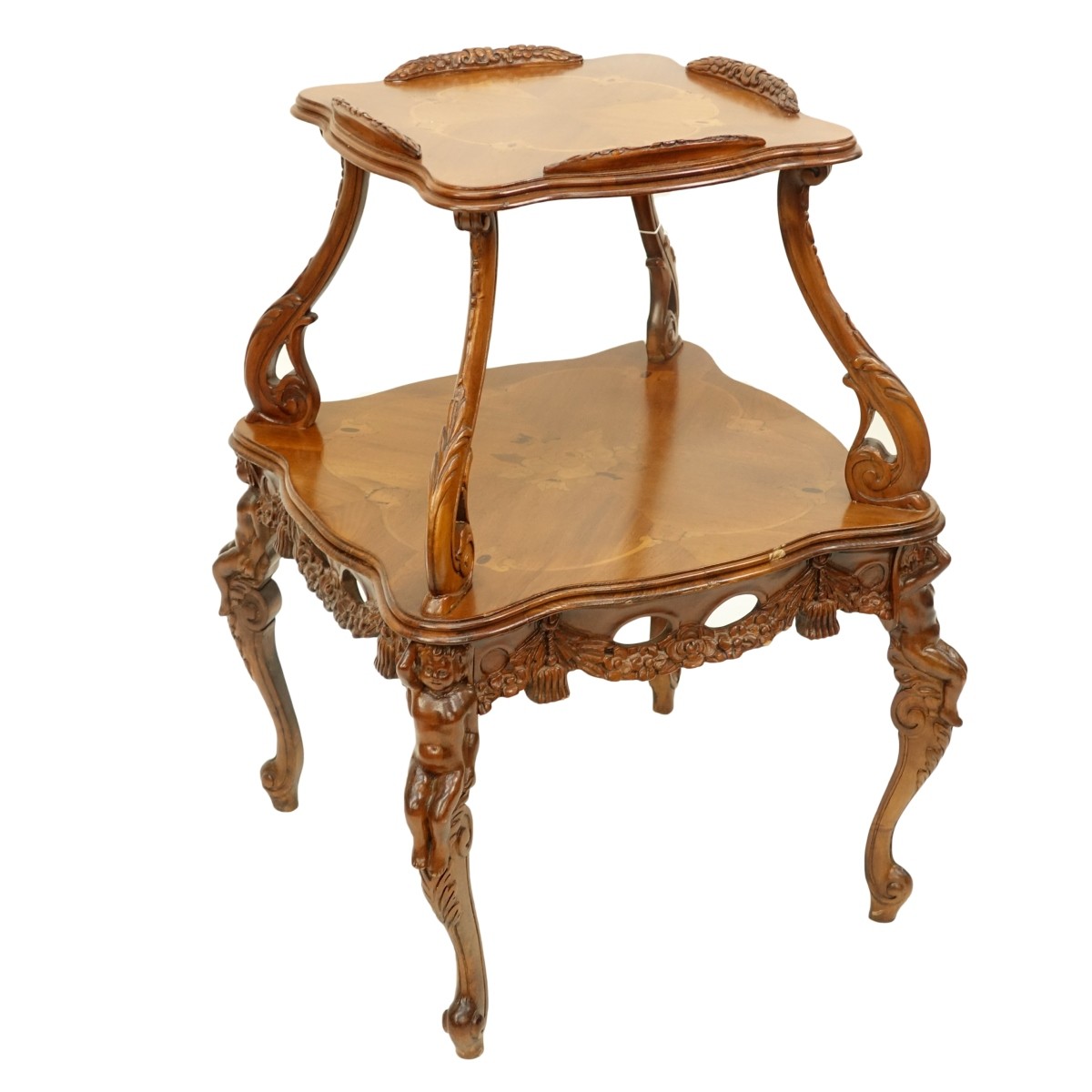 Antique Carved Two-Tier Table