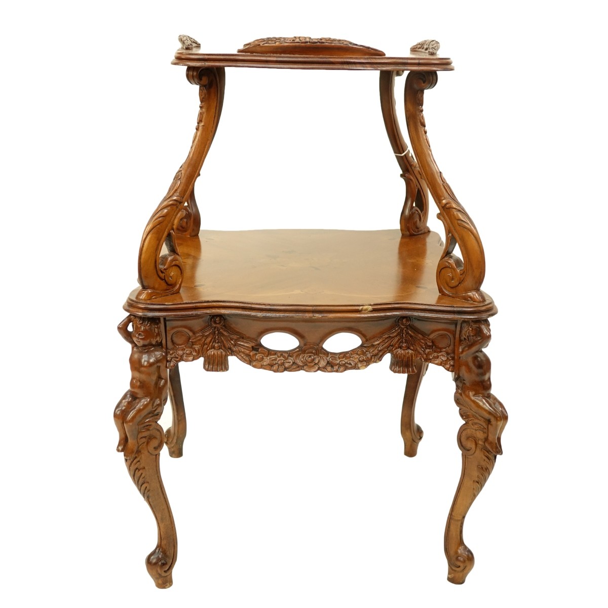 Antique Carved Two-Tier Table